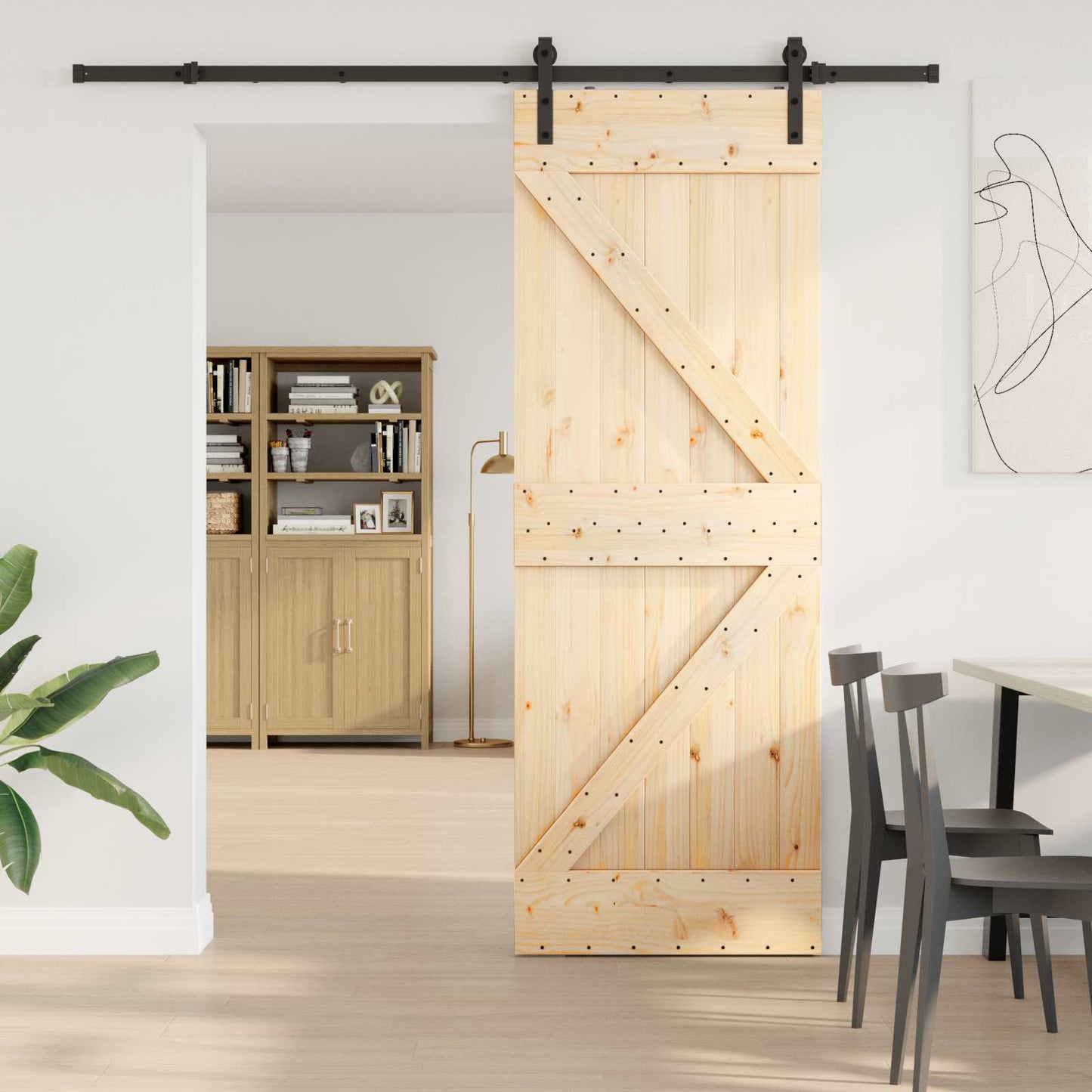 Skydedør NARVIK 70 x 210 cm (213,5 cm) Naturfarvet og sort