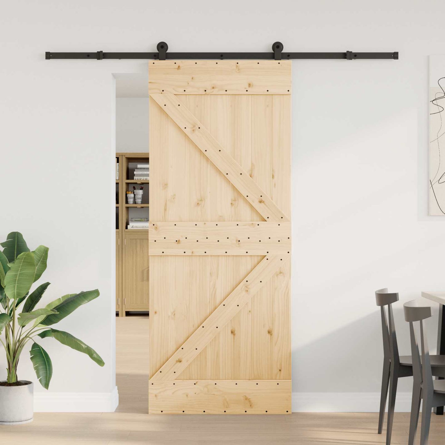 Skydedør NARVIK Naturfarvet og sort 85 x 210 cm (213,5 cm)