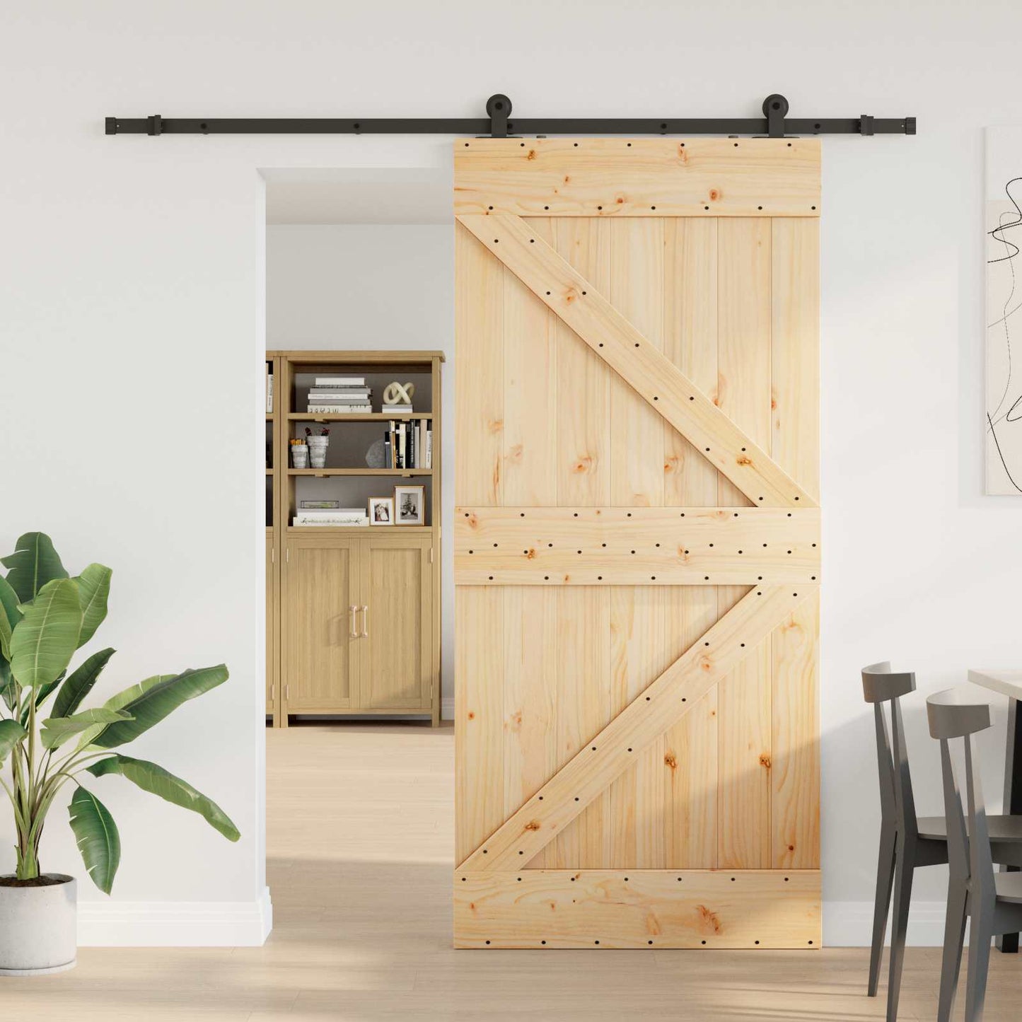 Skydedør NARVIK Naturfarvet og sort 80 x 210 cm (213,5 cm)