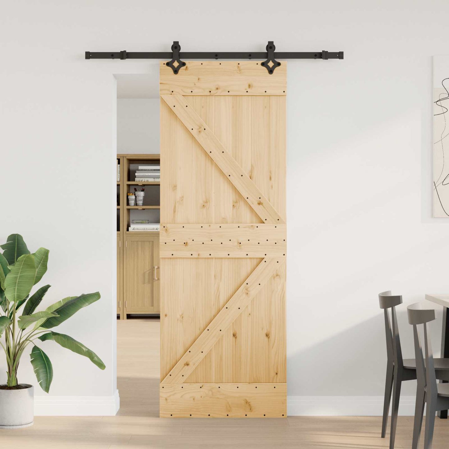 Skydedør NARVIK 70 x 210 cm (152,5 cm) Naturfarvet og sort