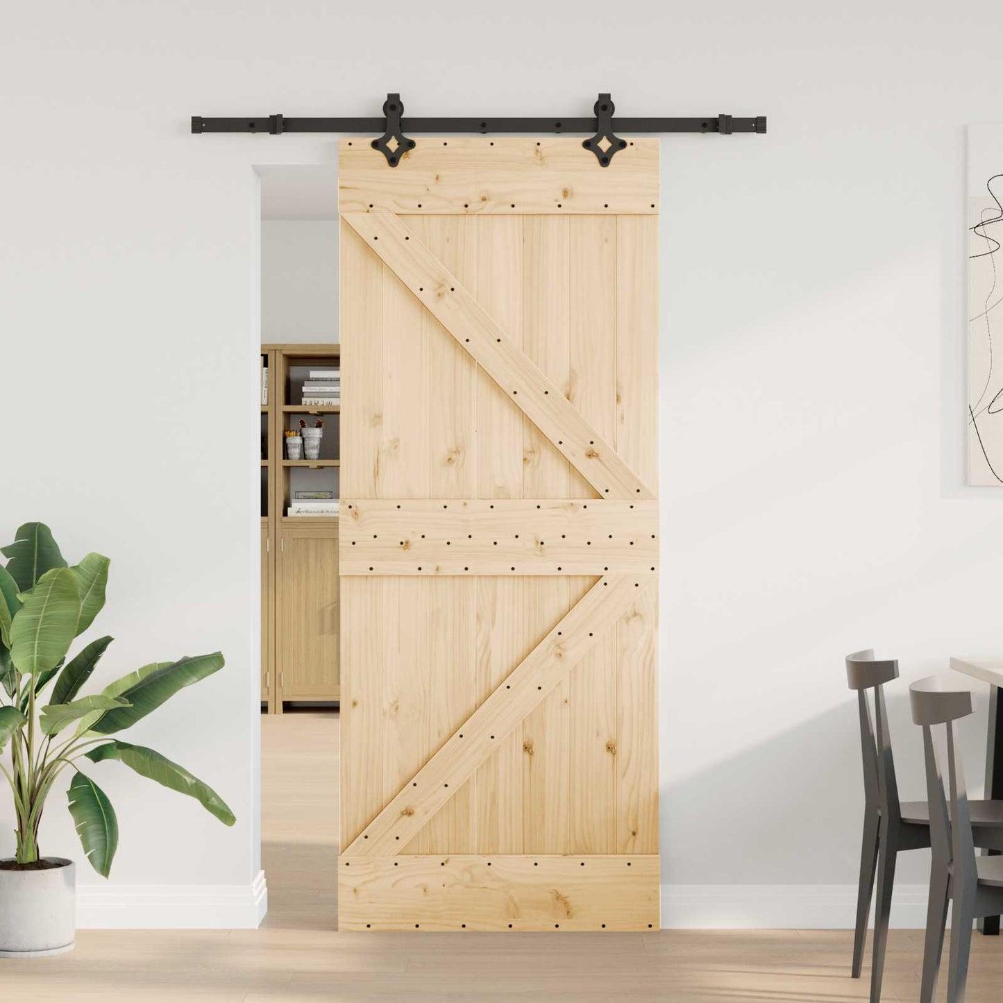 Skydedør NARVIK Naturfarvet og sort 85 x 210 cm (152,5 cm)