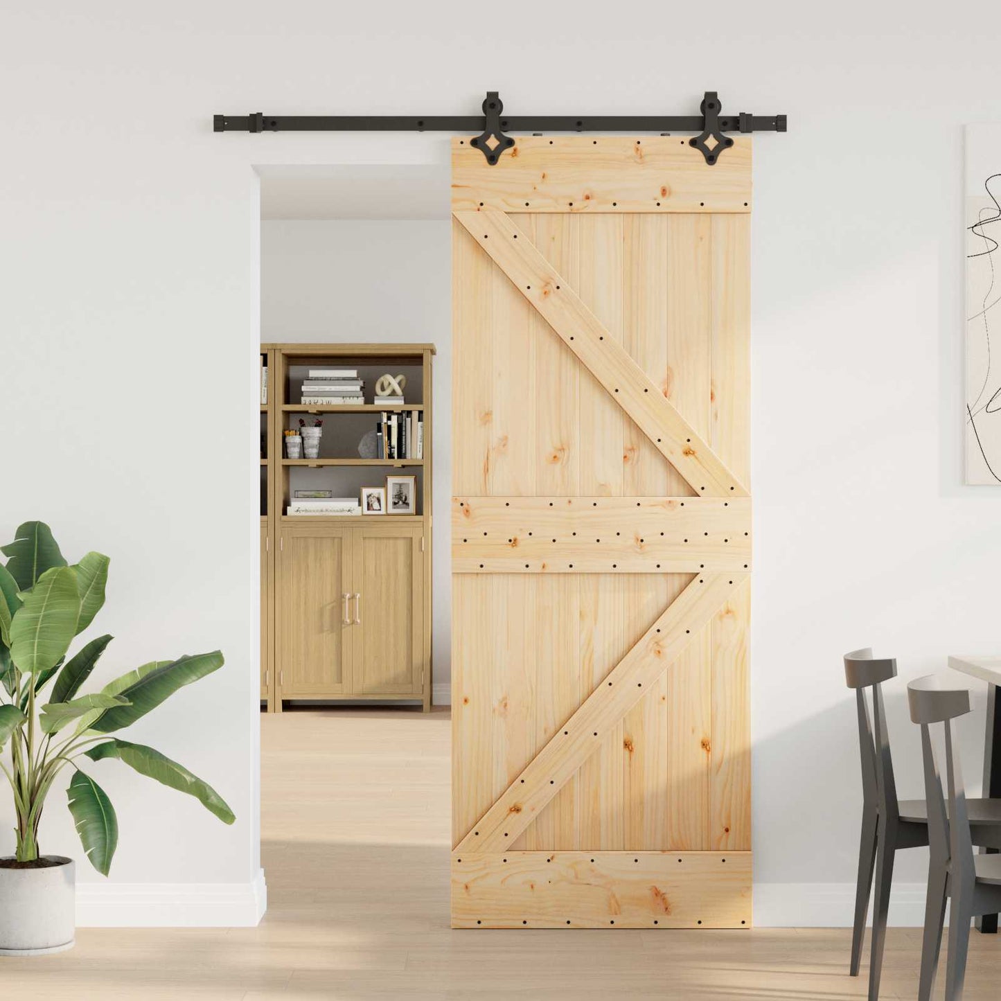 Skydedør NARVIK Naturfarvet og sort 80 x 210 cm (152,5 cm)