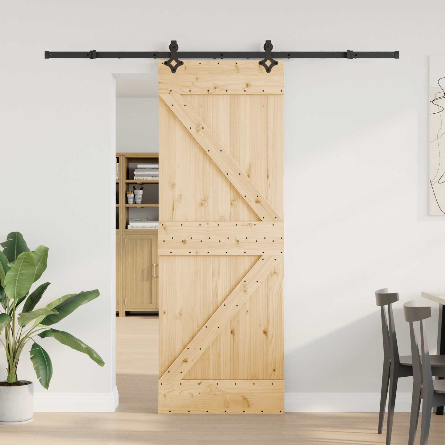 Skydedør NARVIK Naturfarvet og sort 70 x 210 cm (213,5 cm)