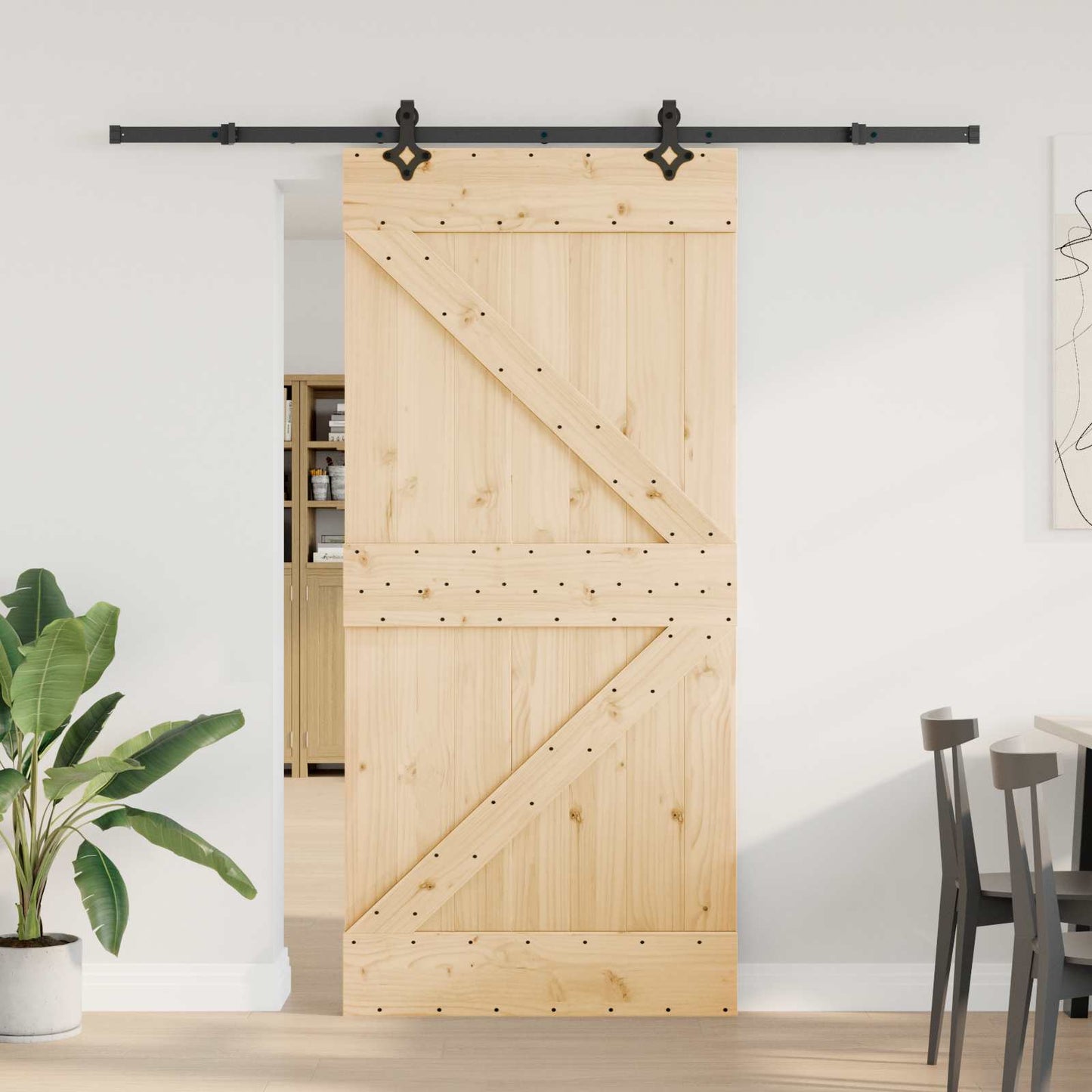 Skydedør NARVIK Naturfarvet og sort 95 x 210 cm (213,5 cm)