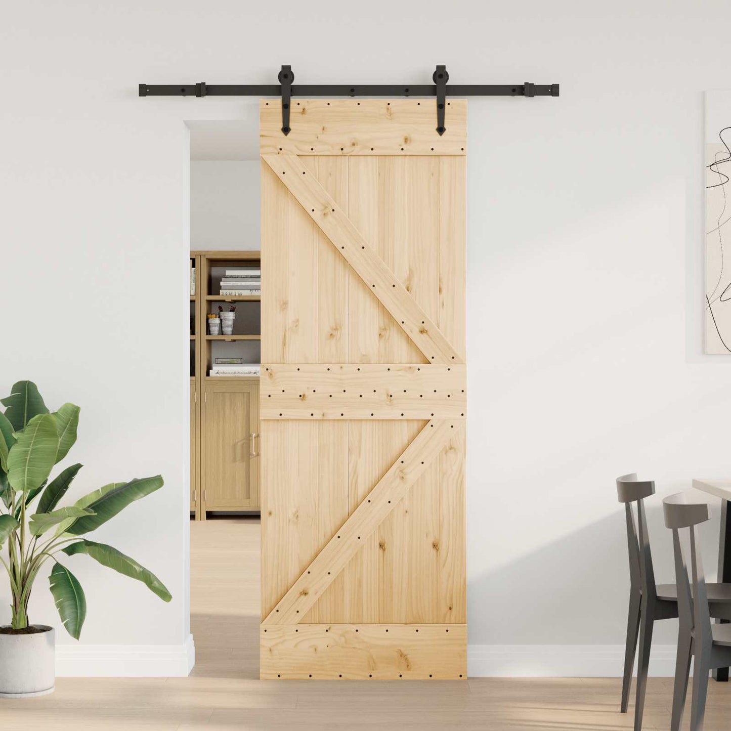 Skydedør NARVIK Naturfarvet og sort 70 x 210 cm (152,5 cm)
