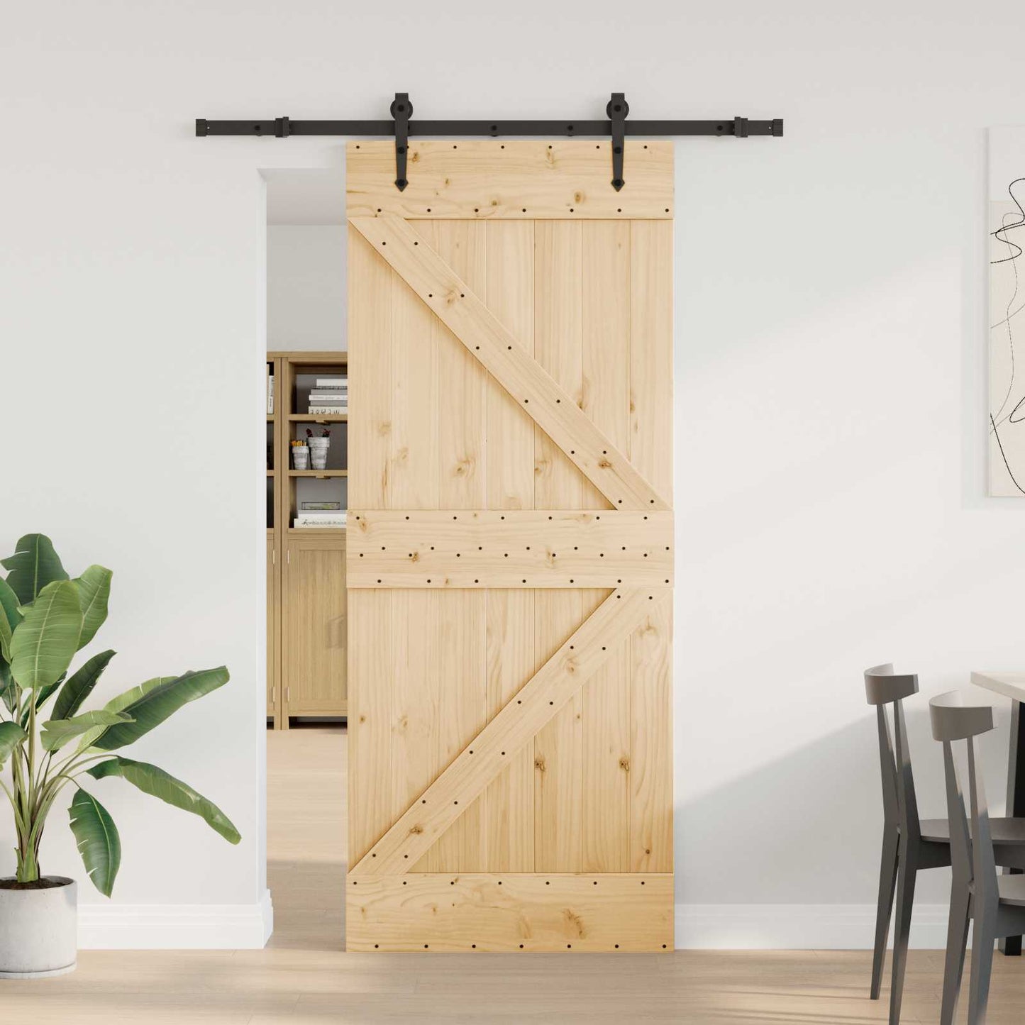 Skydedør NARVIK Naturfarvet og sort 85 x 210 cm (152,5 cm)