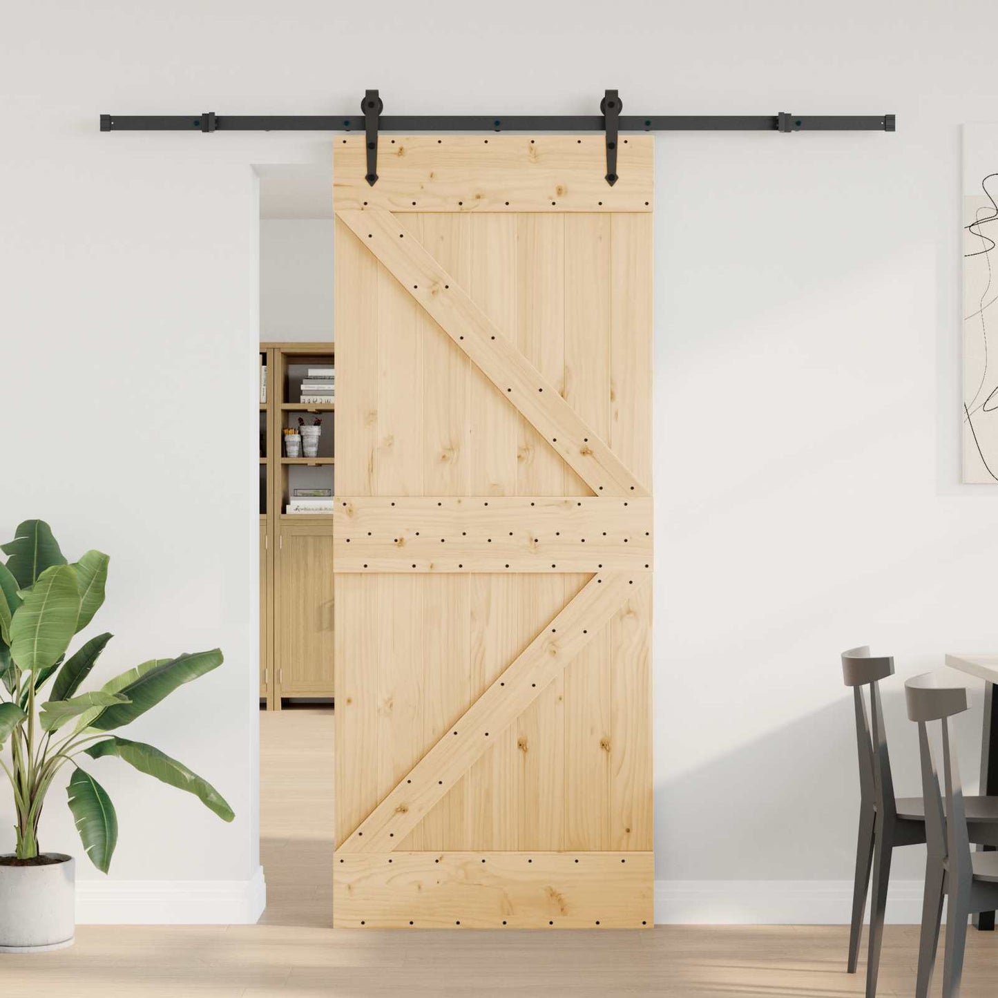 Skydedør NARVIK Naturfarvet og sort 85 x 210 cm (213,5 cm)