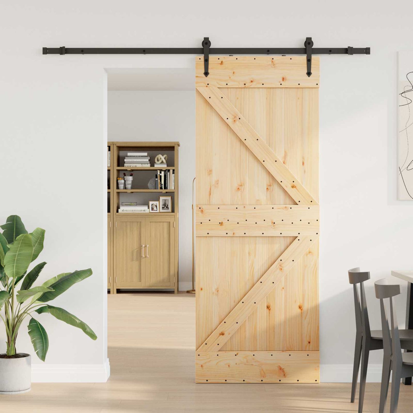 Skydedør NARVIK Naturfarvet og sort 80 x 210 cm (213,5 cm)
