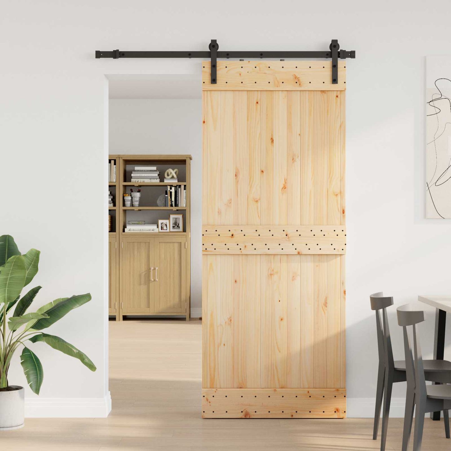 Skydedør NARVIK Naturfarvet og sort 85 x 210 cm (152,5 cm)