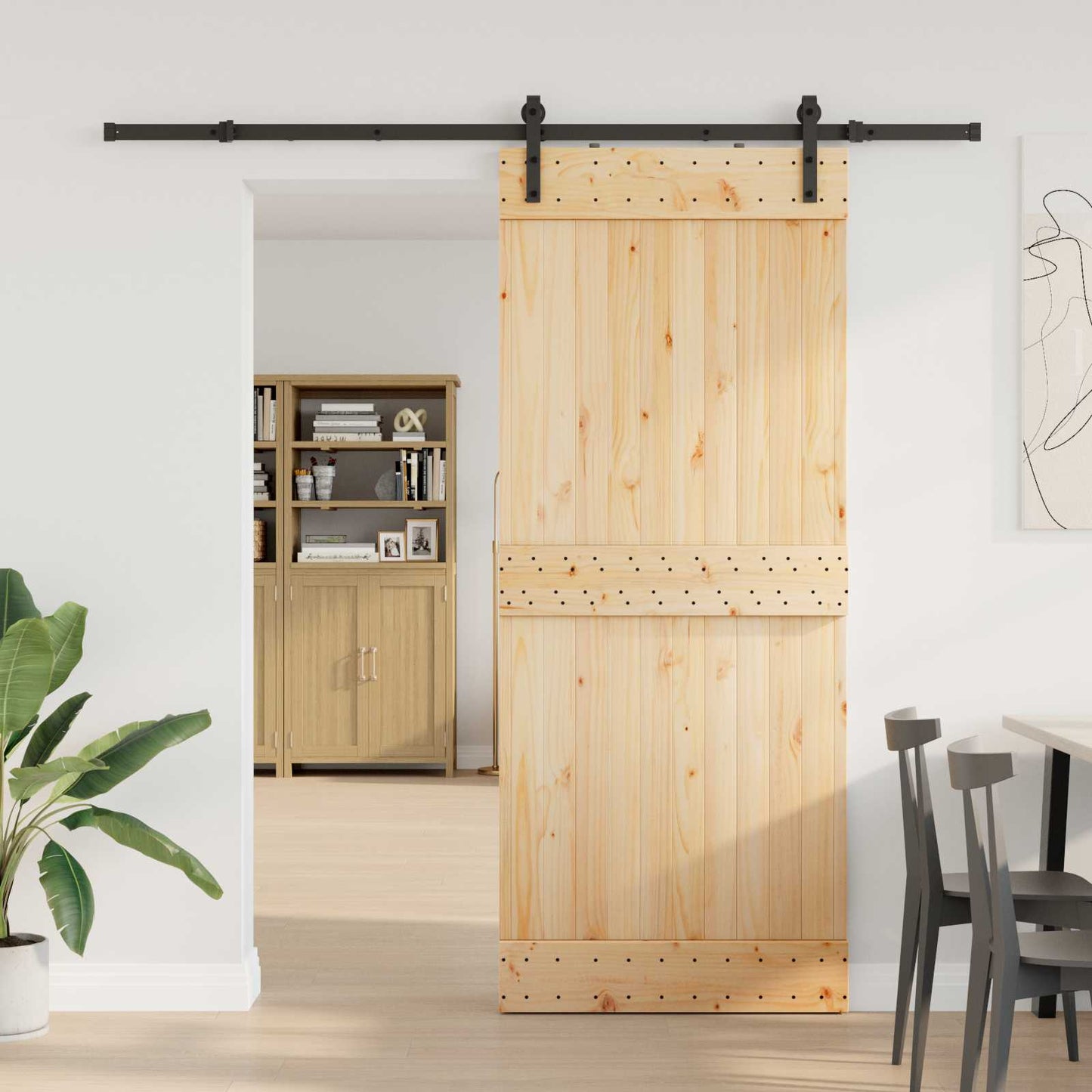 Skydedør NARVIK Naturfarvet og sort 85 x 210 cm (213,5 cm)