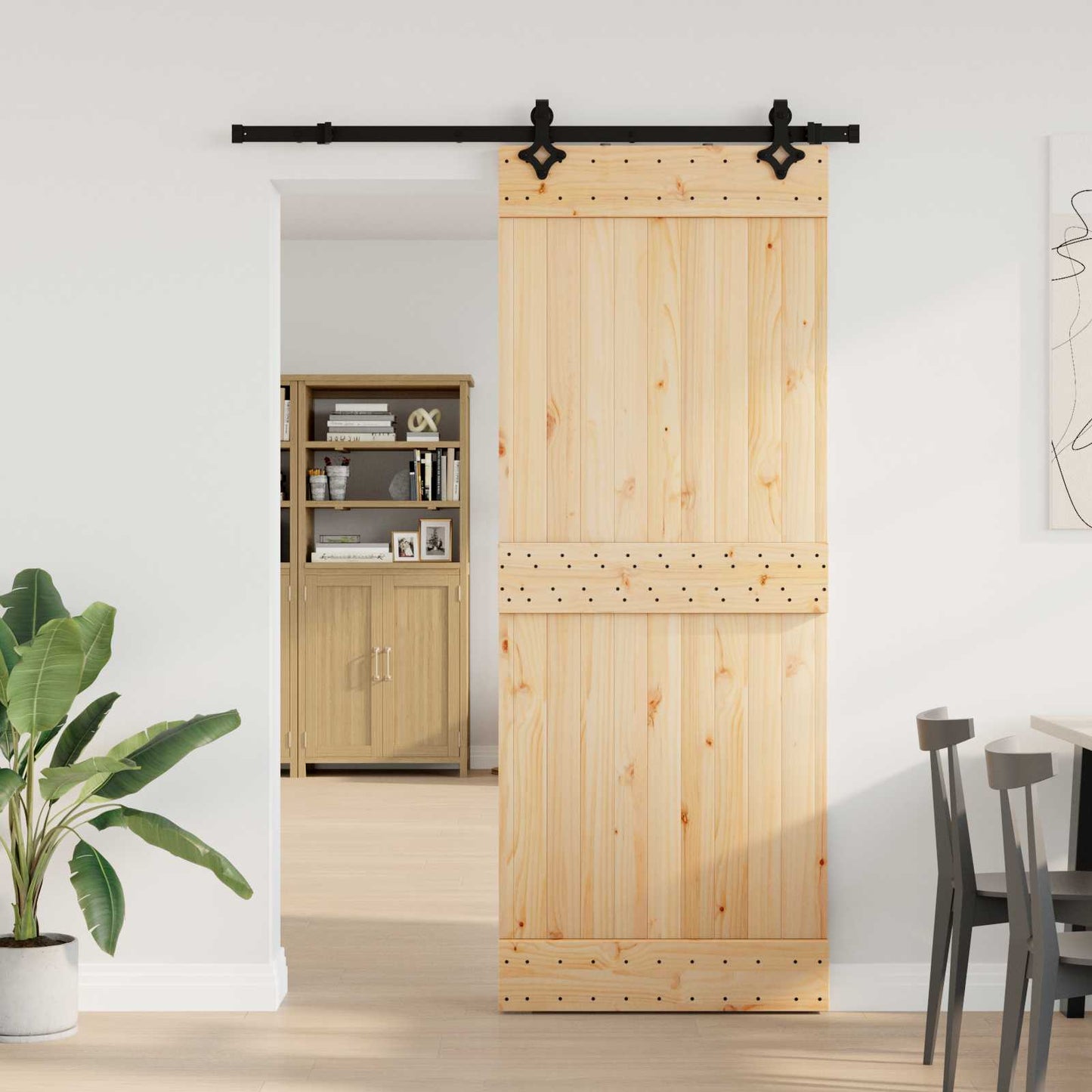 Skydedør NARVIK Naturfarvet og sort 80 x 210 cm (152,5 cm)