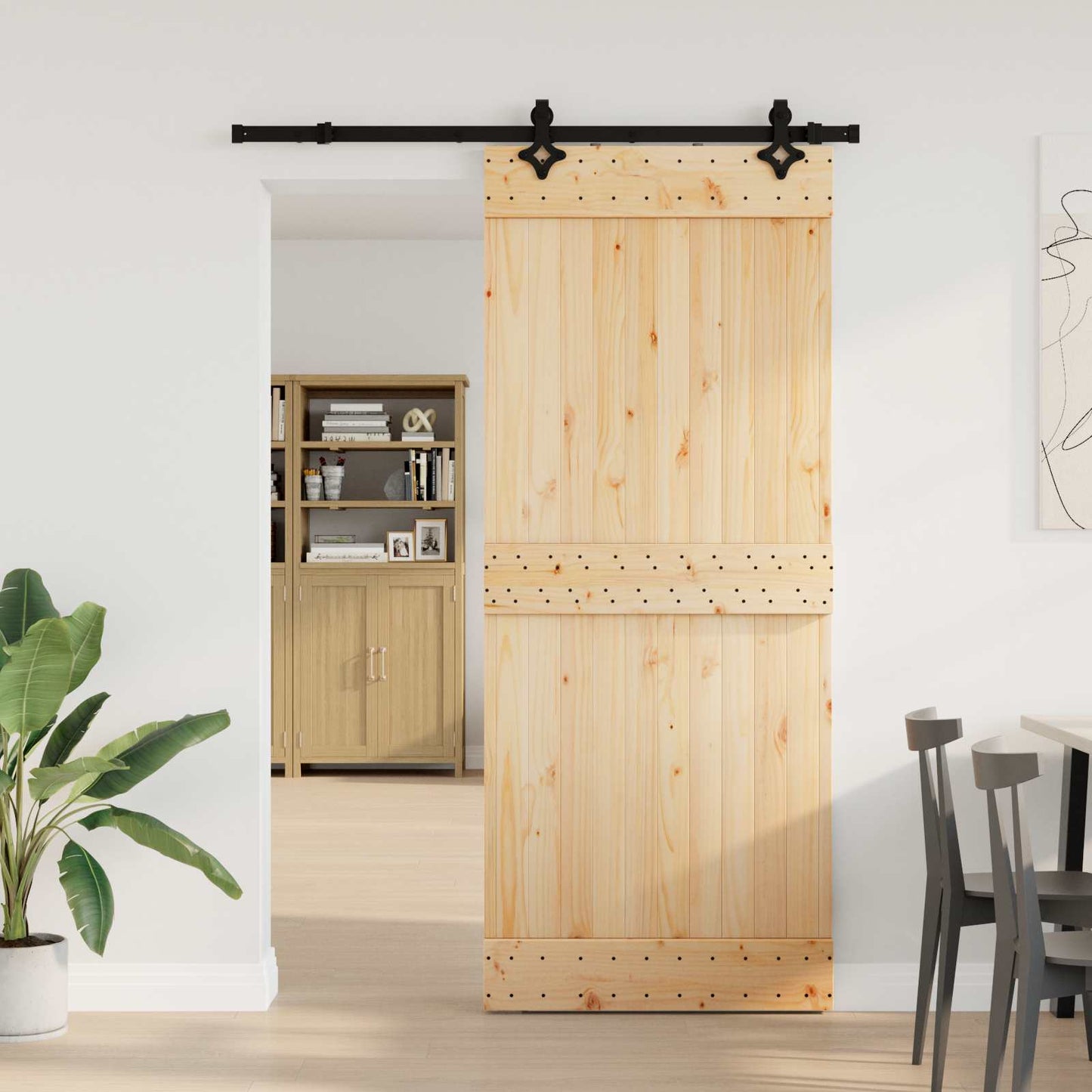 Skydedør NARVIK Naturfarvet og sort 85 x 210 cm (152,5 cm)