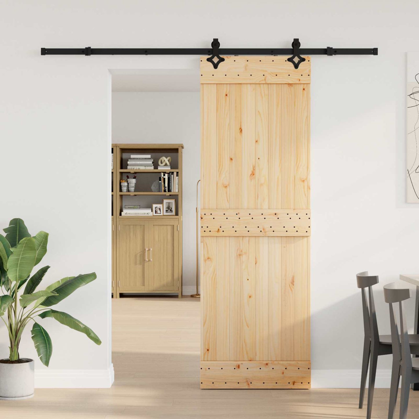Skydedør NARVIK Naturfarvet og sort 70 x 210 cm (213,5 cm)