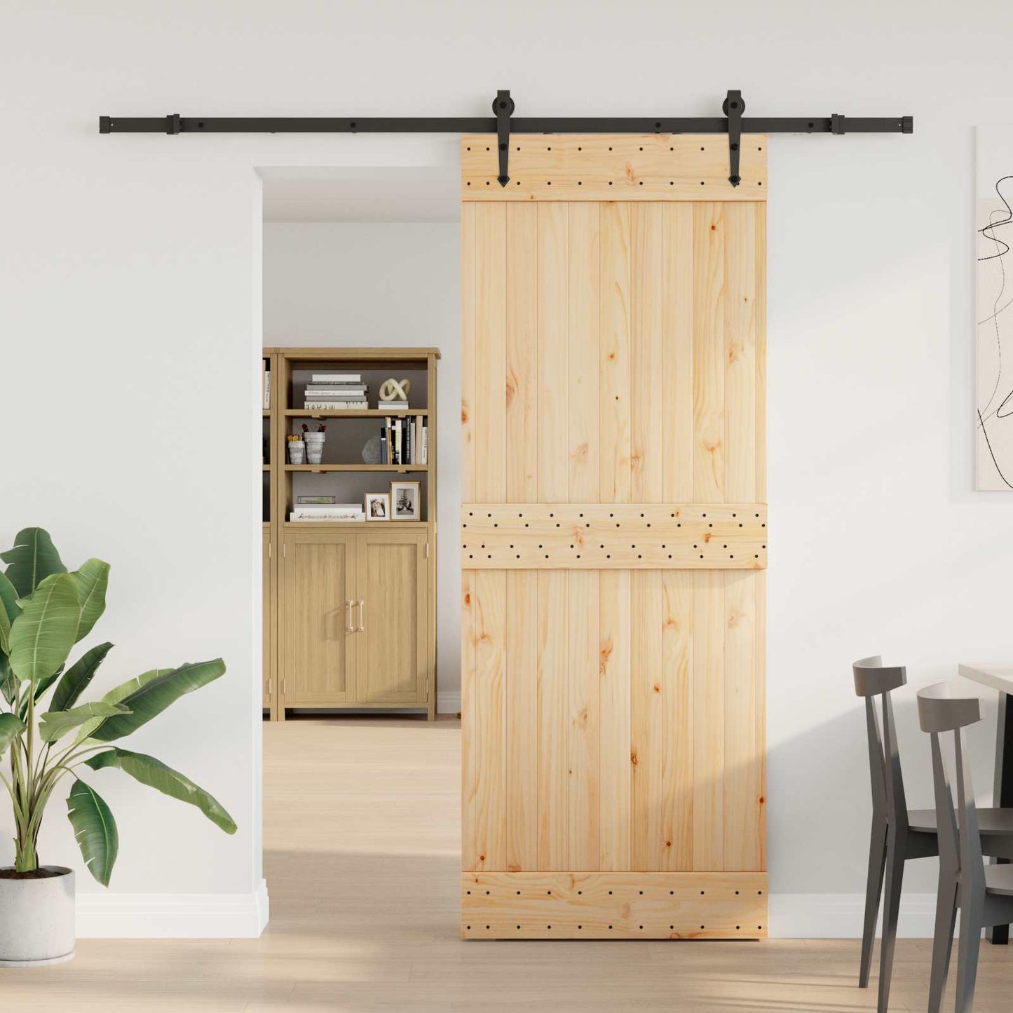 Skydedør NARVIK Naturfarvet og sort 80 x 210 cm (213,5 cm)