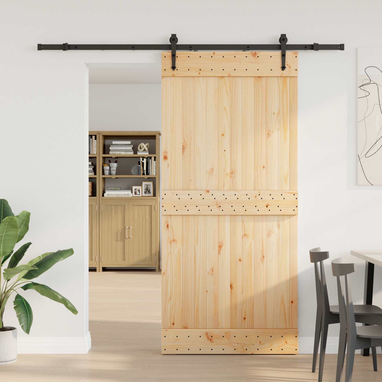 Skydedør NARVIK Naturfarvet og sort 95 x 210 cm (213,5 cm)