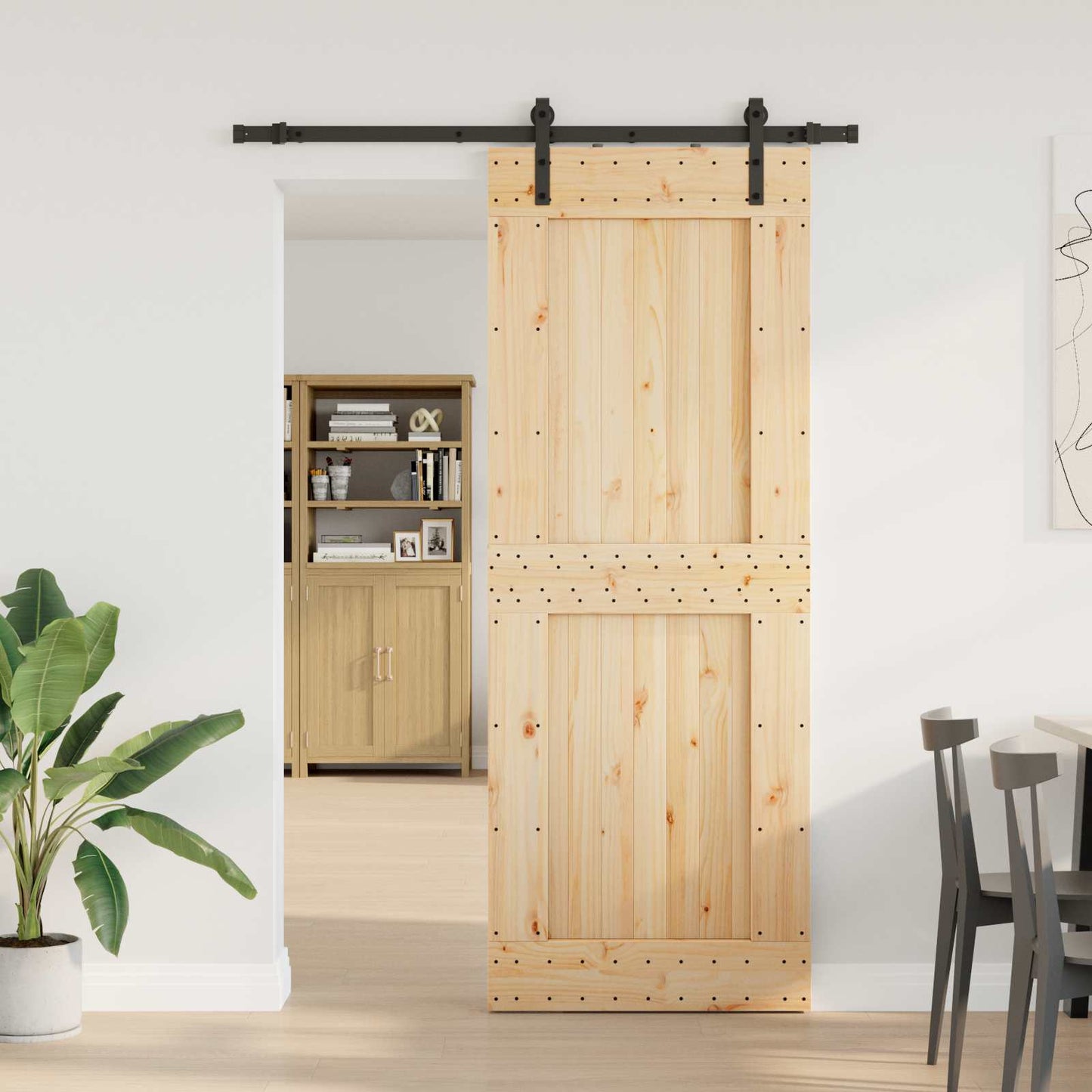 Skydedør NARVIK 85 x 210 cm (152,5 cm) Naturfarvet og sort