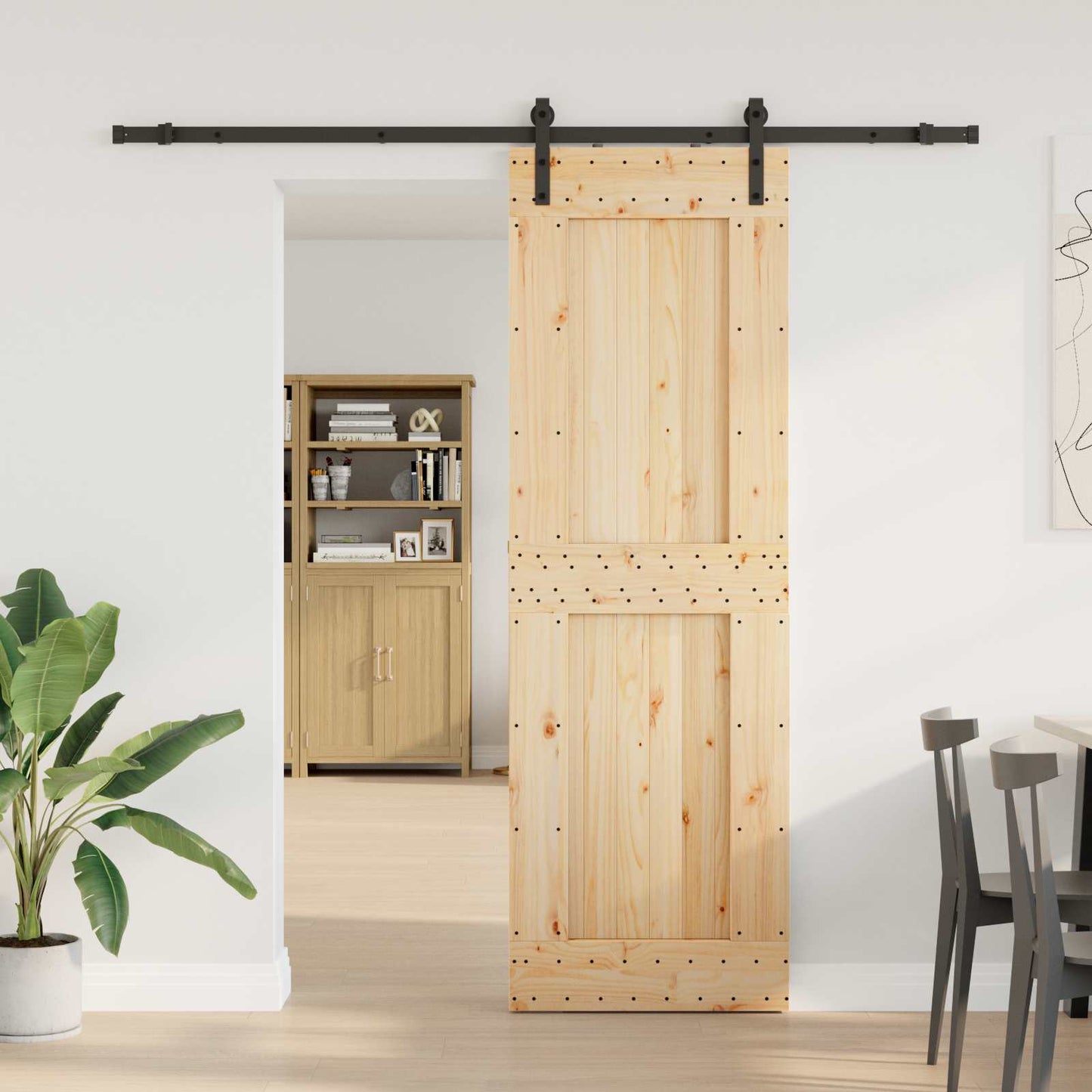 Skydedør NARVIK 70 x 210 cm (213,5 cm) Naturfarvet og sort