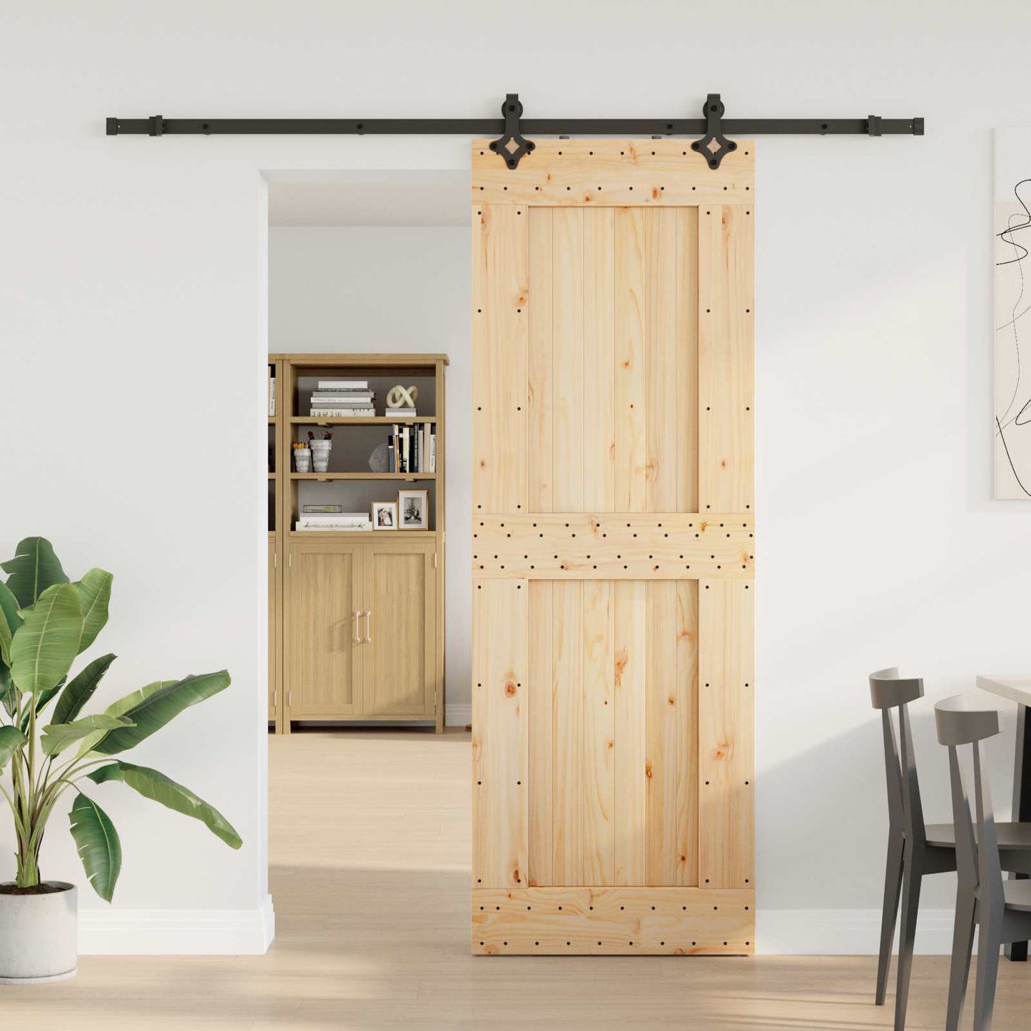Skydedør NARVIK Naturfarvet og sort 80 x 210 cm (213,5 cm)