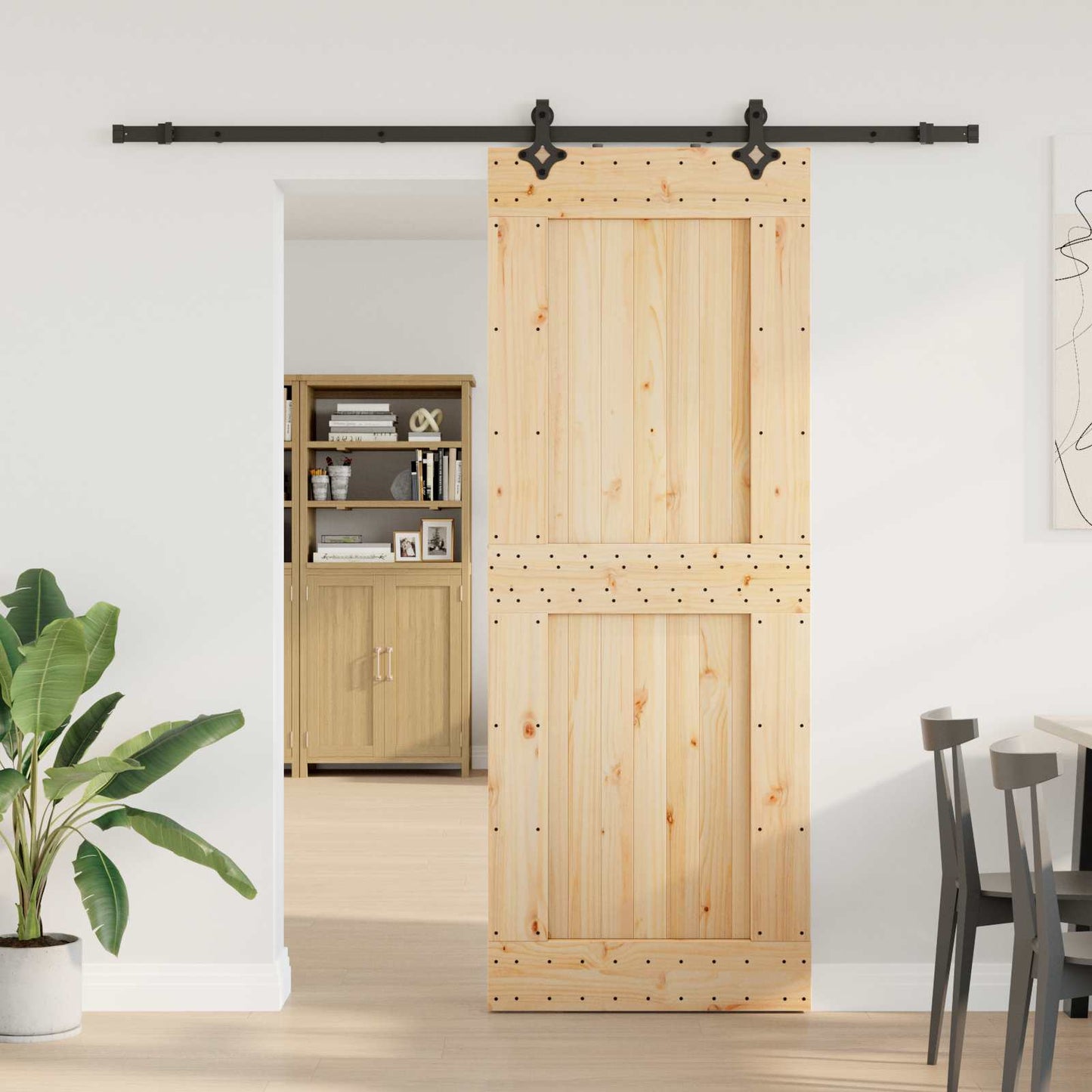 Skydedør NARVIK Naturfarvet og sort 85 x 210 cm (213,5 cm)