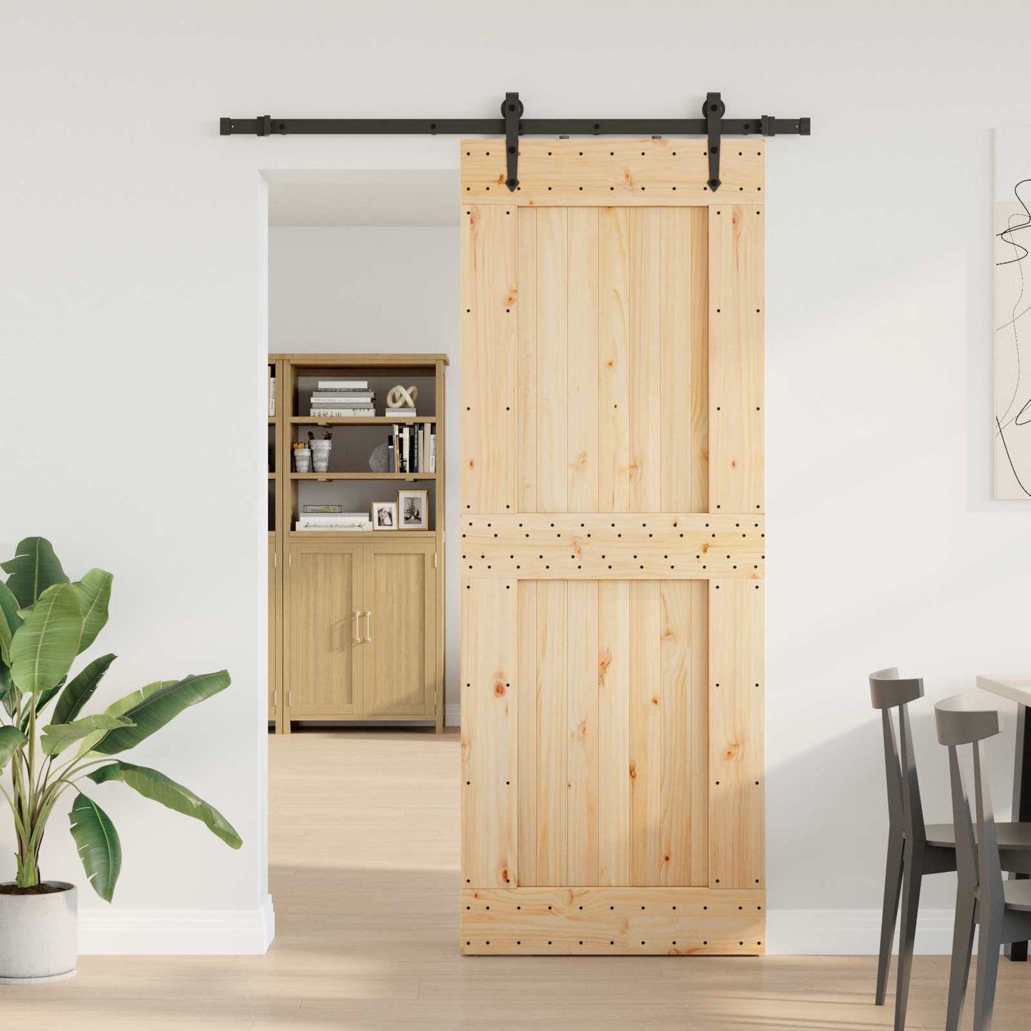 Skydedør NARVIK Naturfarvet og sort 85 x 210 cm (152,5 cm)