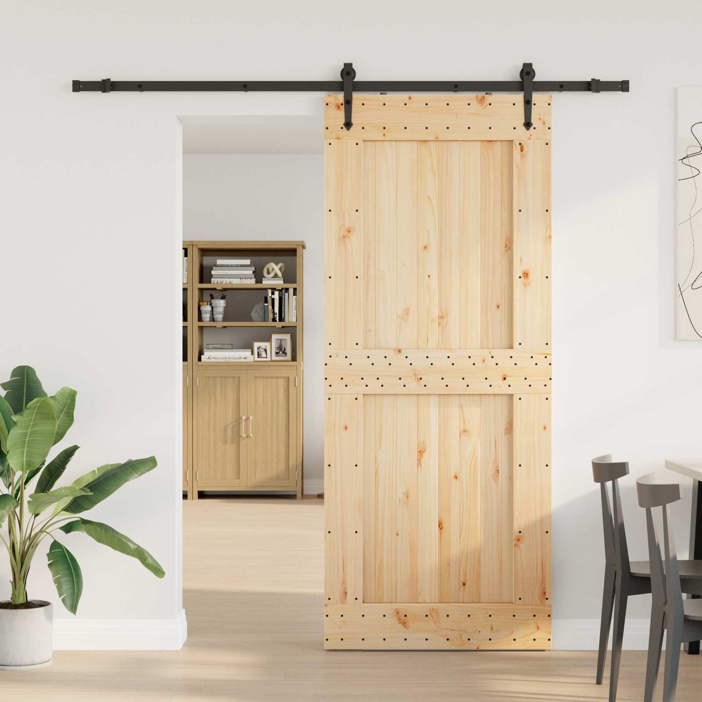 Skydedør NARVIK Naturfarvet og sort 95 x 210 cm (213,5 cm)