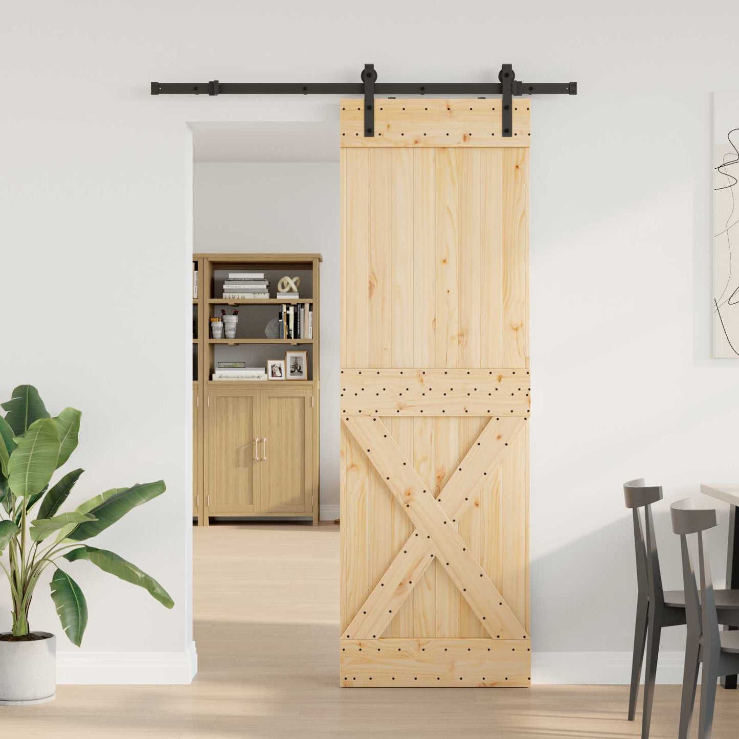 Skydedør NARVIK 70 x 210 cm (152,5 cm) Naturfarvet og sort