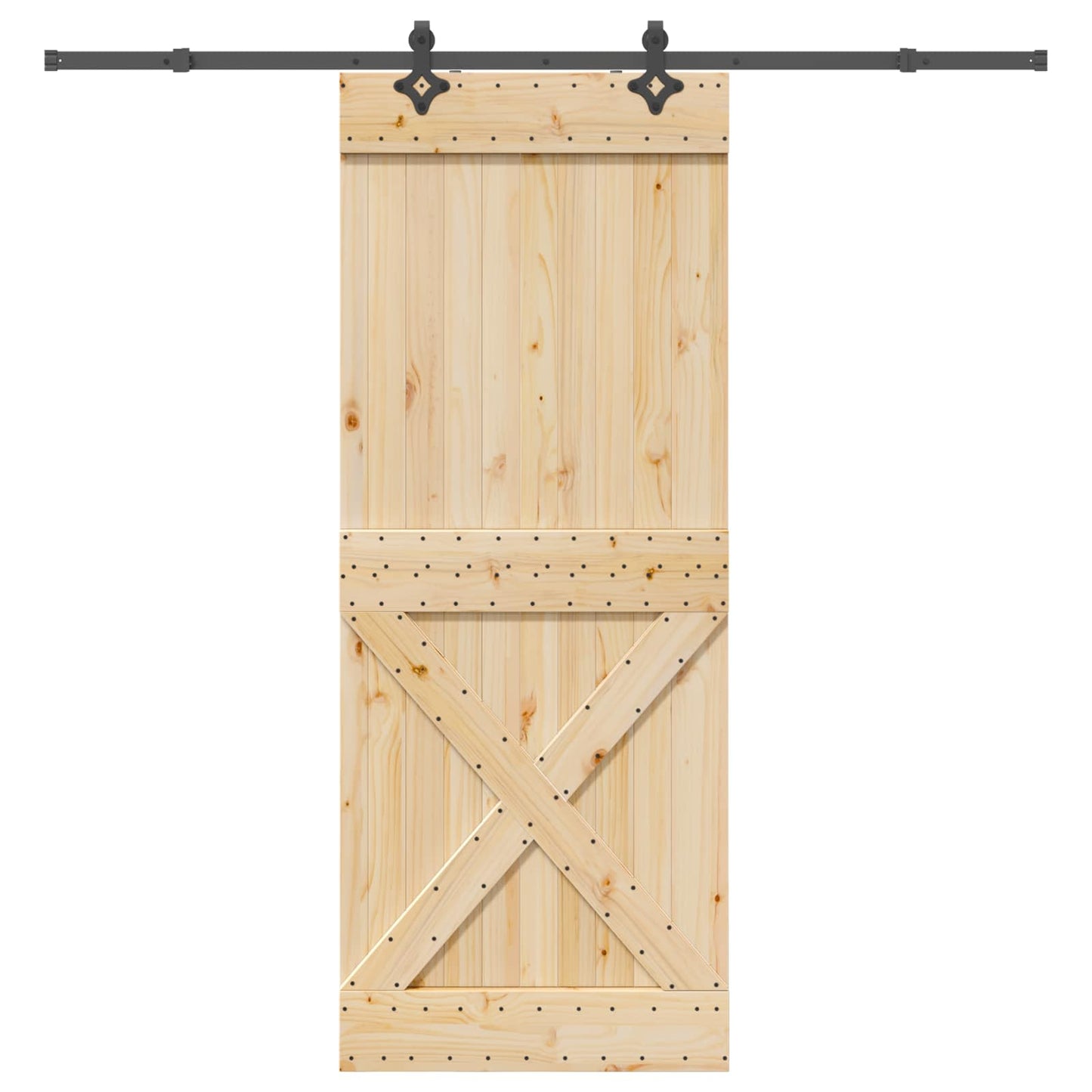 Skydedør NARVIK Naturfarvet og sort 90 x 210 cm (213,5 cm)