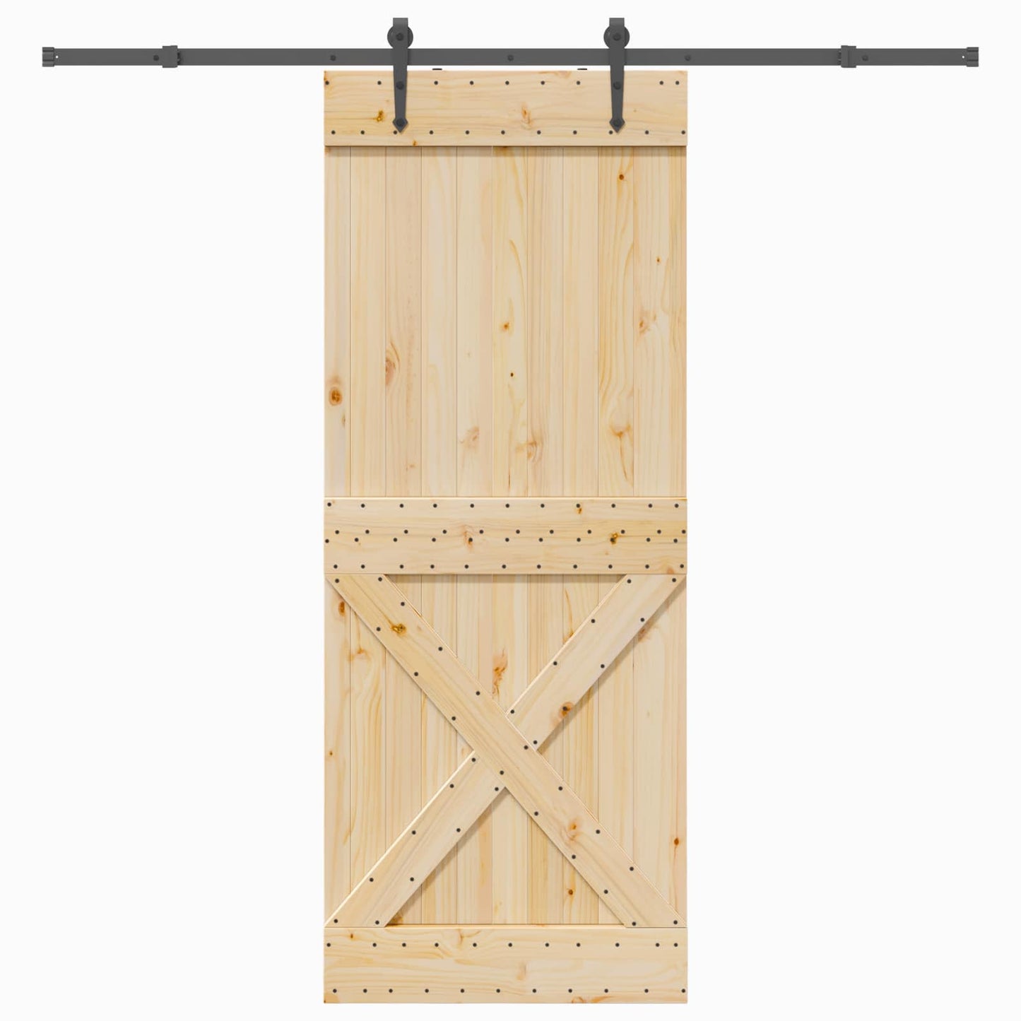 Skydedør NARVIK Naturfarvet og sort 90 x 210 cm (213,5 cm)