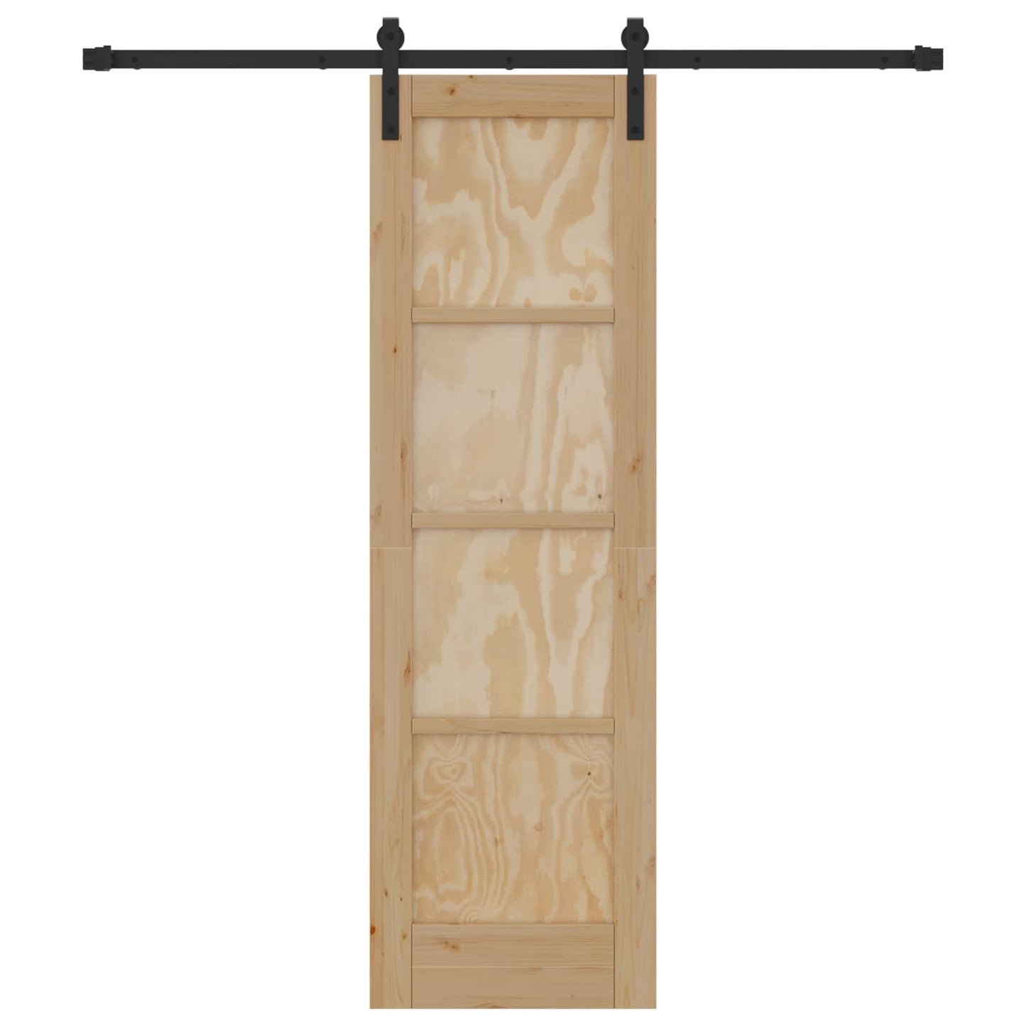 Skydedør Naturfarvet og sort 61 x 198,5 cm Massivt fyrretræ