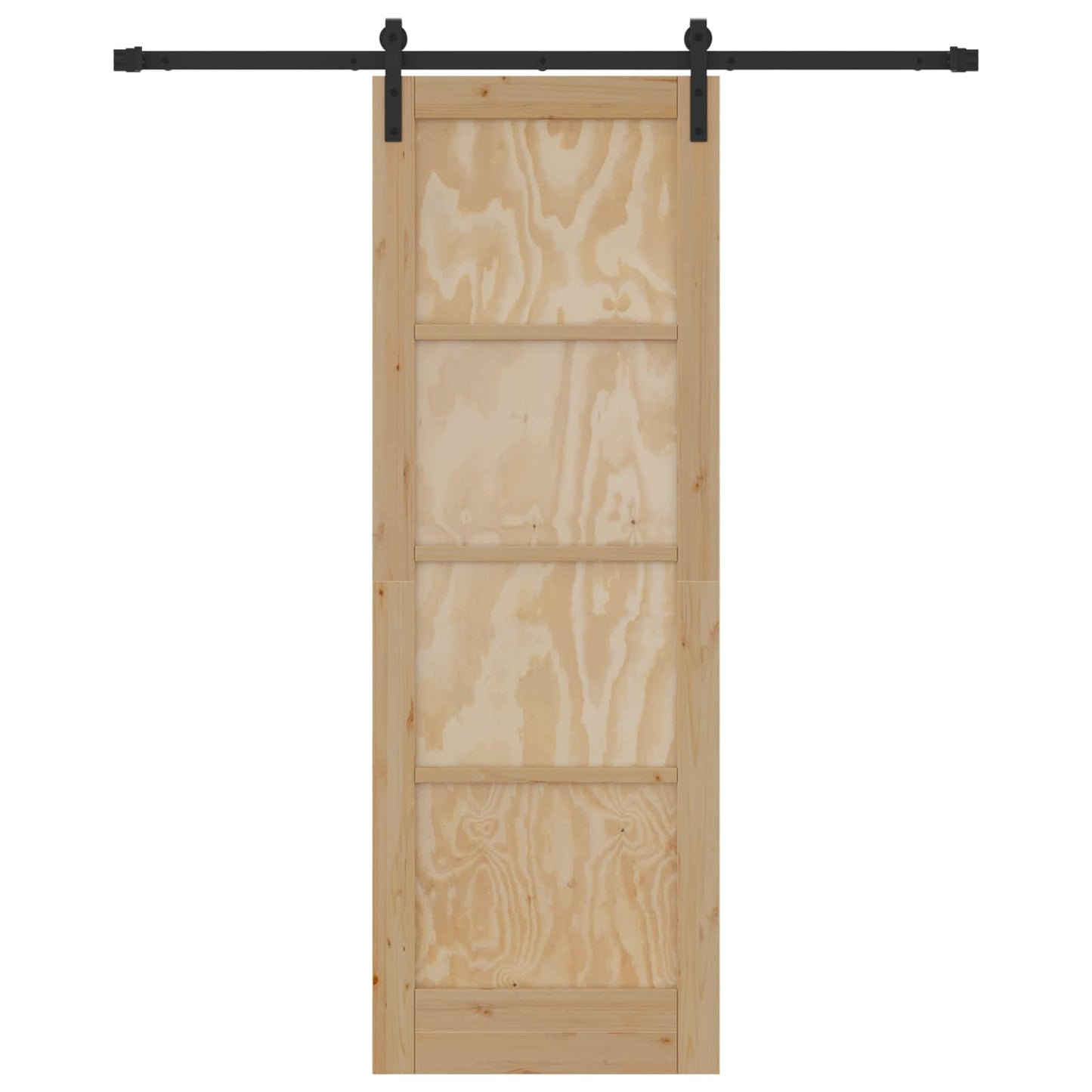 Skydedør Naturfarvet og sort 73,5 x 211 cm Massivt fyrretræ