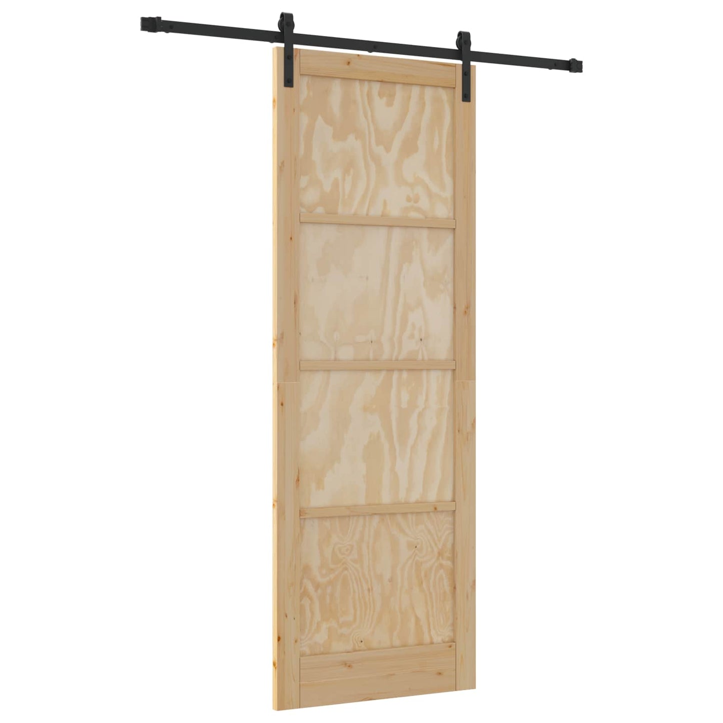 Skydedør Naturfarvet og sort 83 x 232 cm Massivt fyrretræ