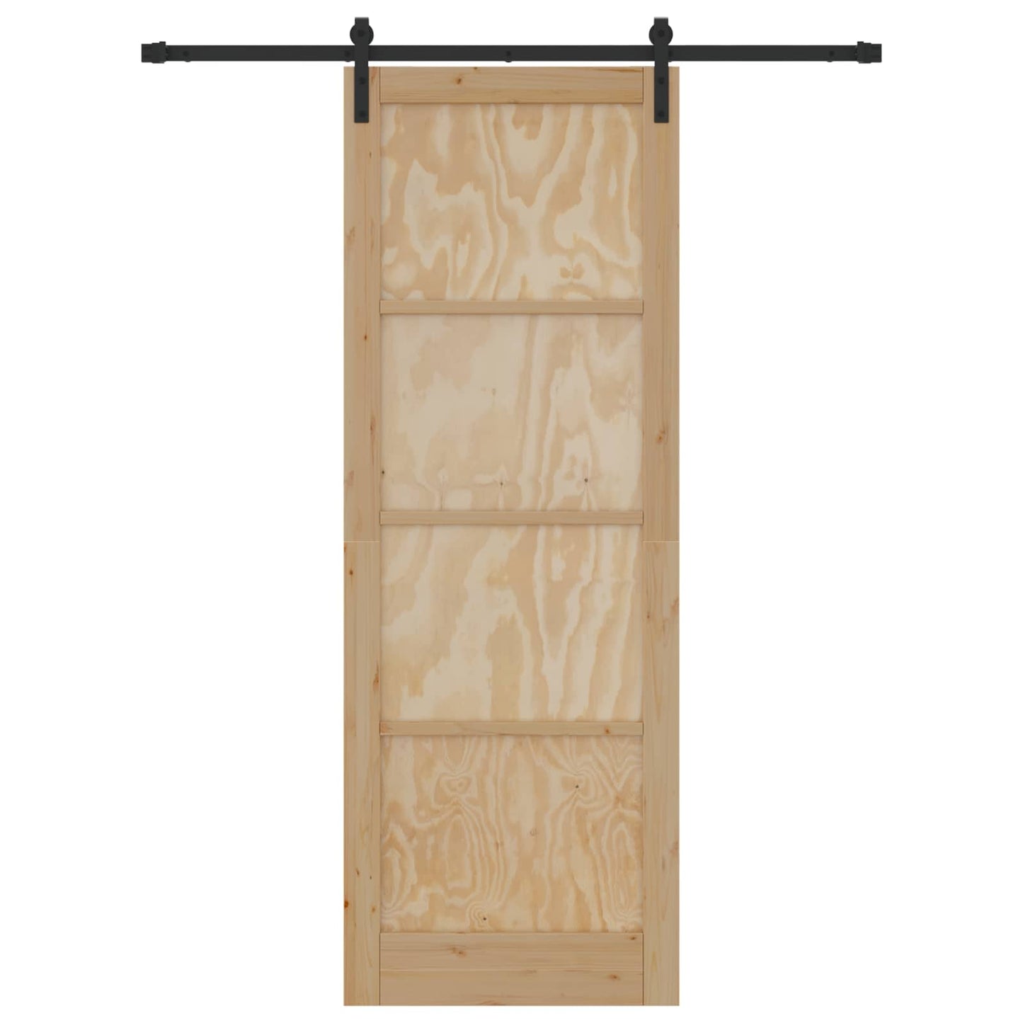 Skydedør Naturfarvet og sort 83 x 232 cm Massivt fyrretræ