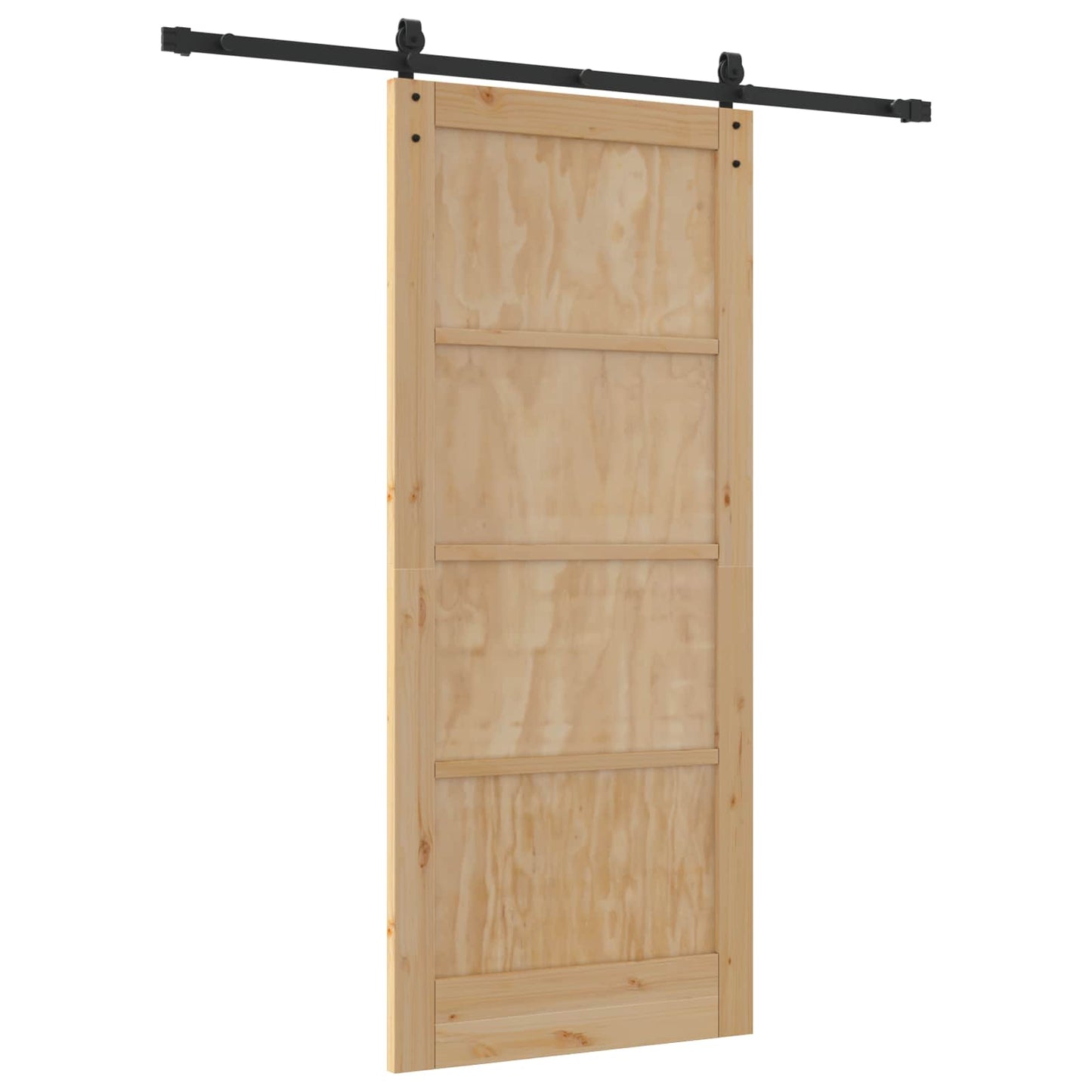 Skydedør Naturfarvet og sort 86 x 198,5 cm Massivt fyrretræ
