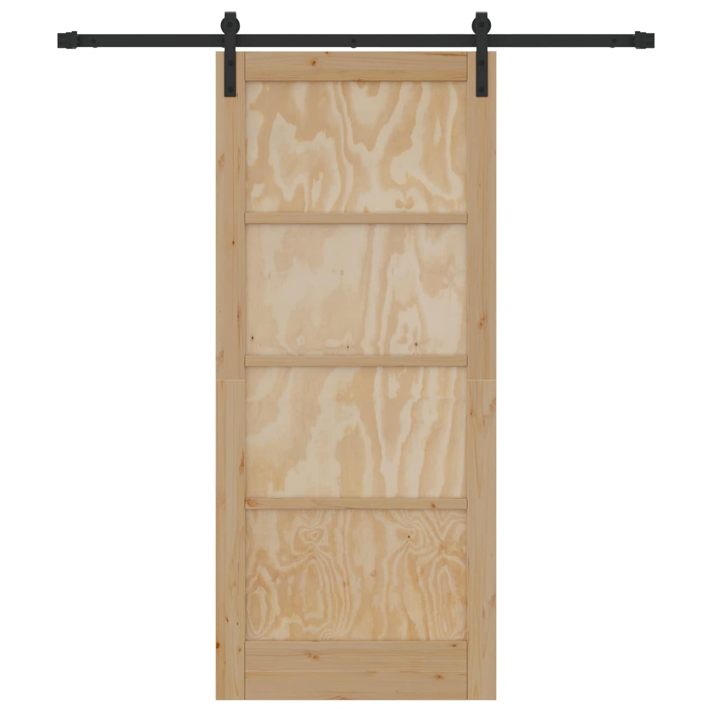 Skydedør Naturfarvet og sort 86 x 198,5 cm Massivt fyrretræ