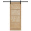 Skydedør Naturfarvet og sort 86 x 211 cm Massivt fyrretræ