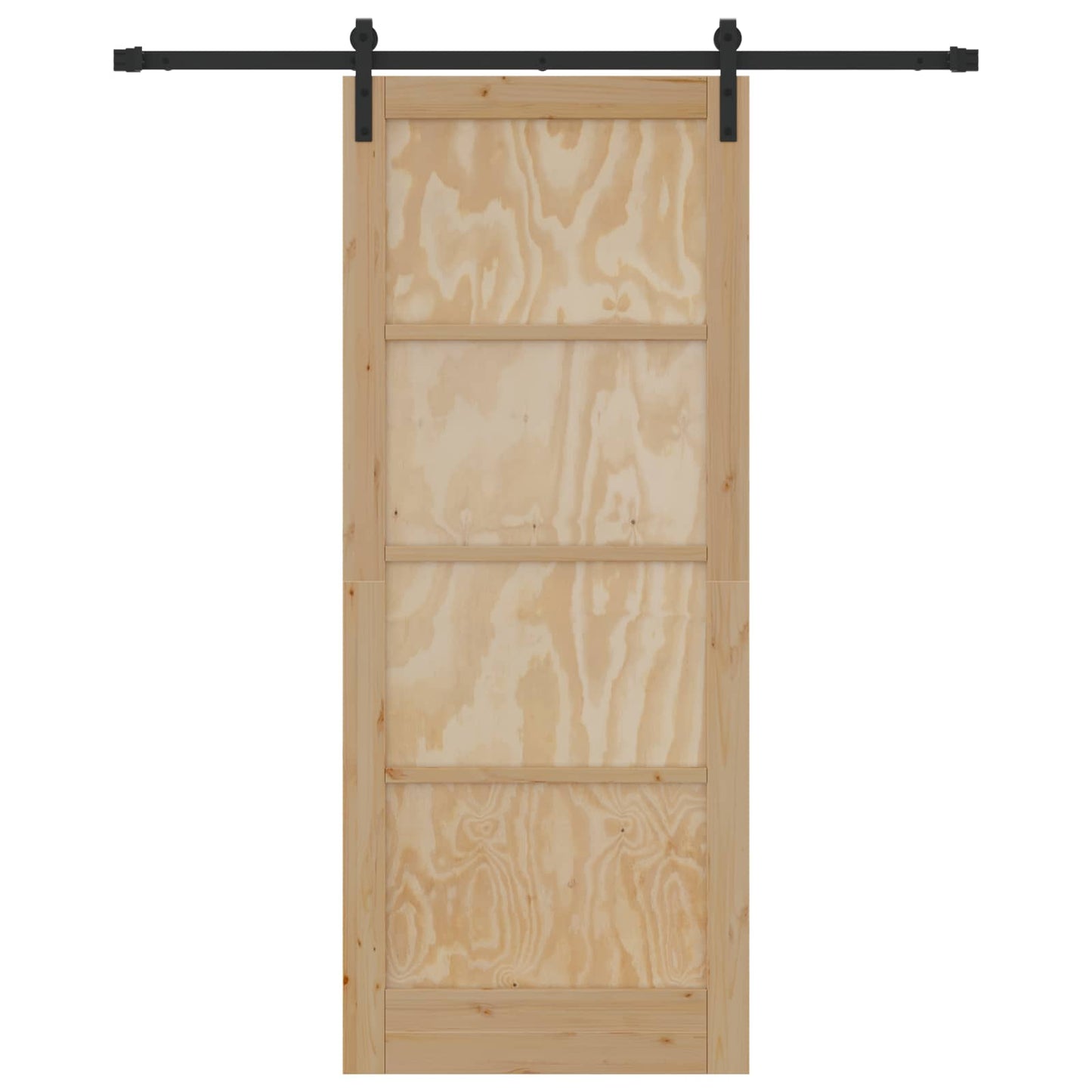 Skydedør Naturfarvet og sort 86 x 211 cm Massivt fyrretræ
