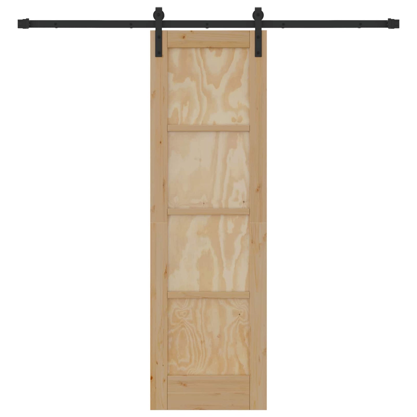 Skydedør Naturfarvet og sort 61 x 198,5 cm Massivt fyrretræ