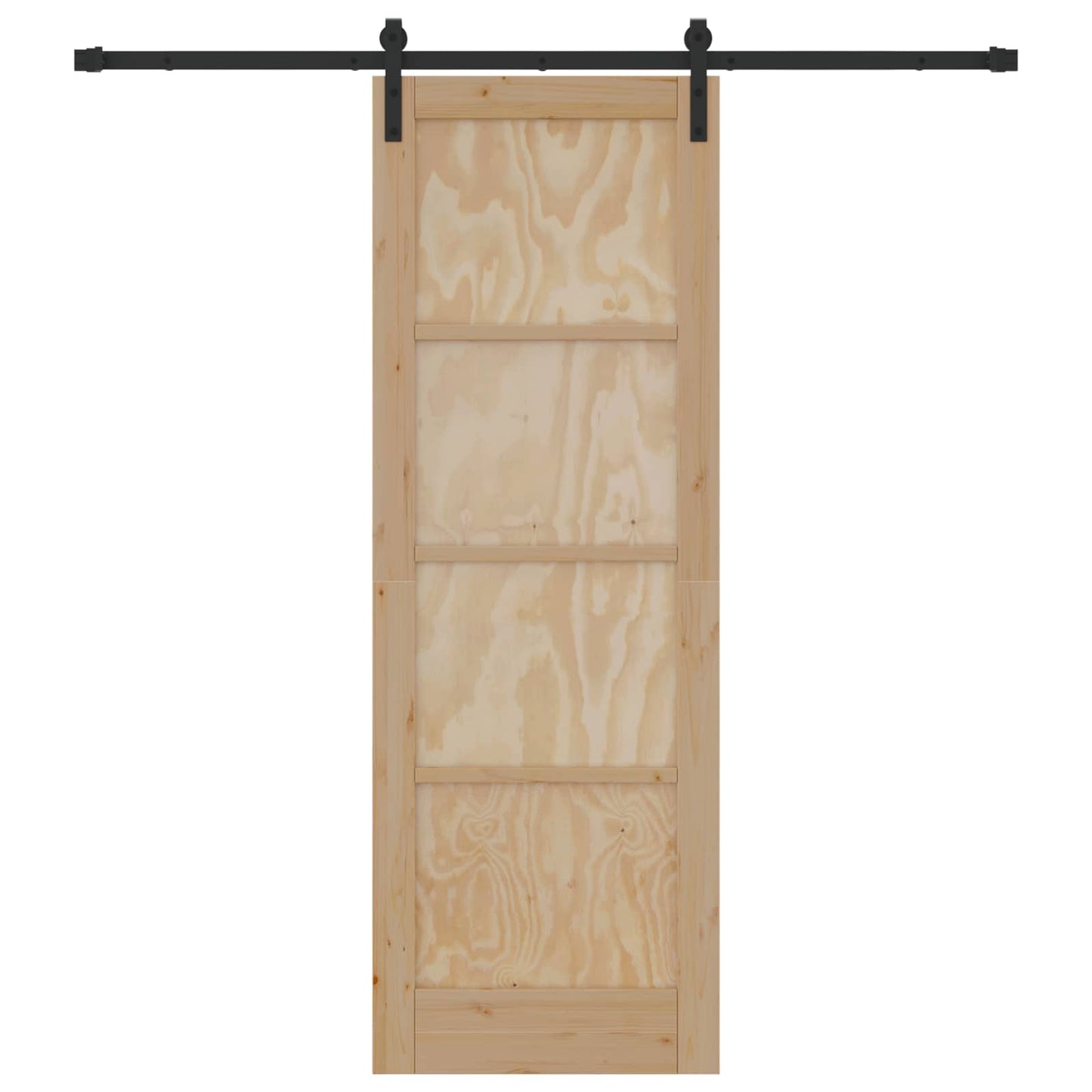 Skydedør Naturfarvet og sort 73,5 x 211 cm Massivt fyrretræ