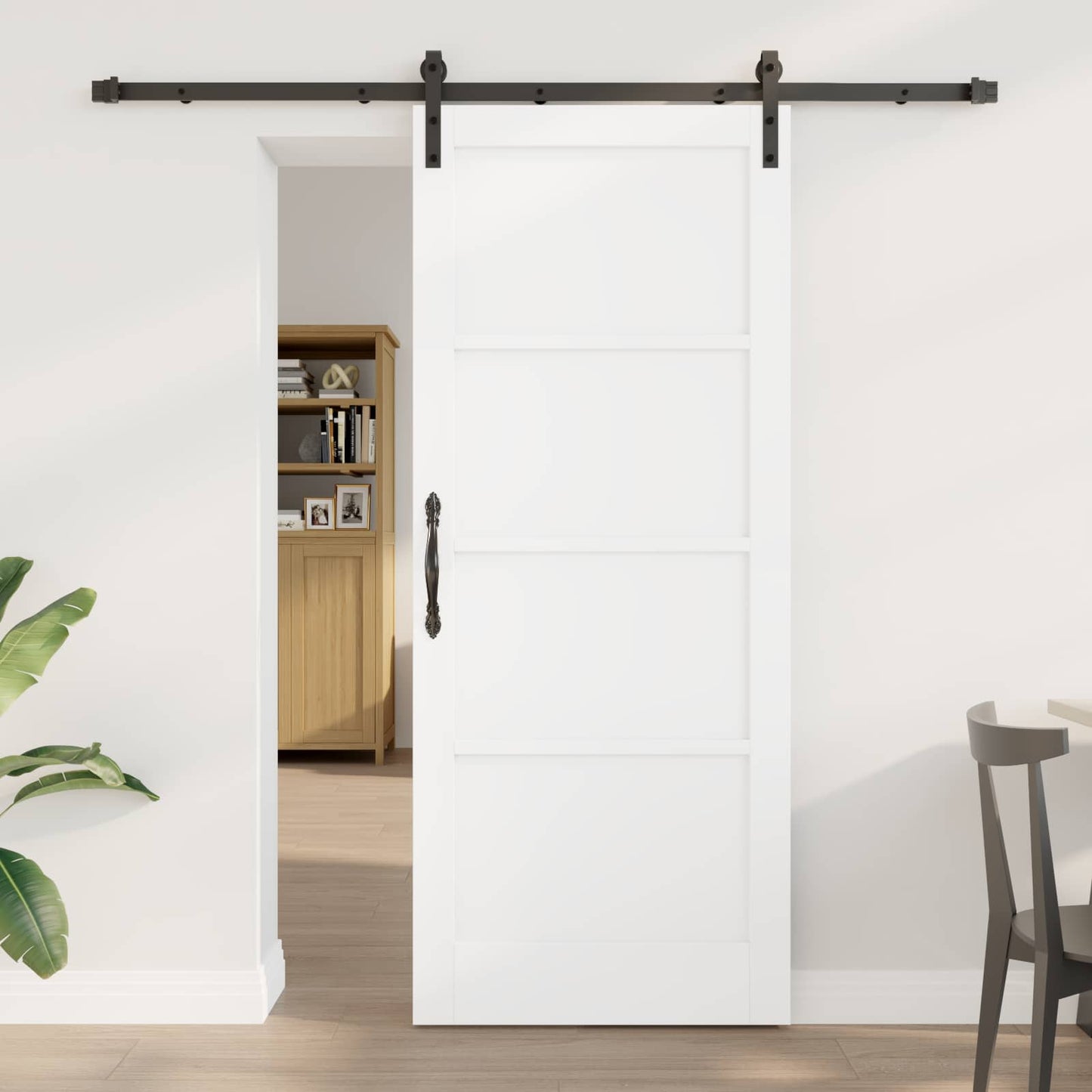 Skydedør Hvid og sort 83 x 202 cm Massivt fyrretræ