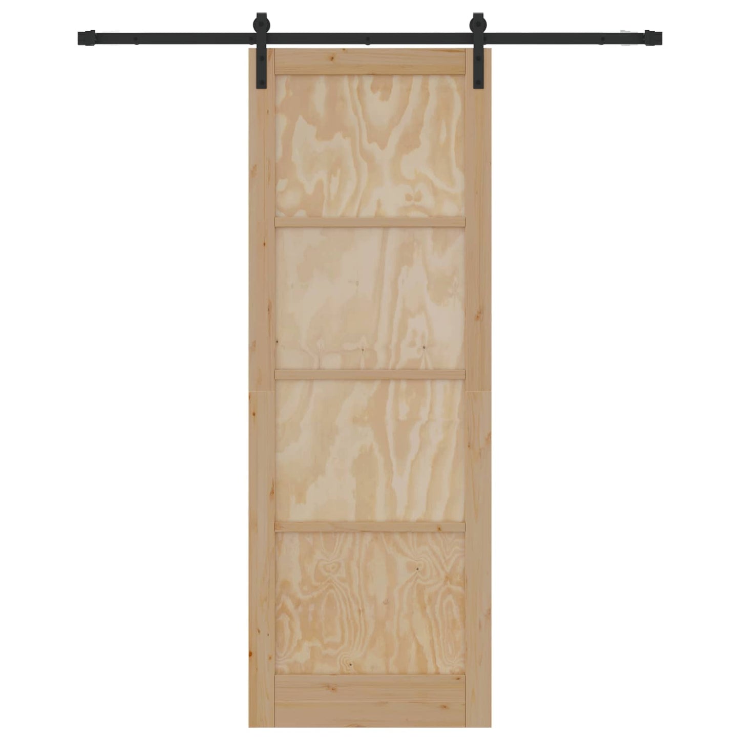 Skydedør Naturfarvet og sort 83 x 232 cm Massivt fyrretræ