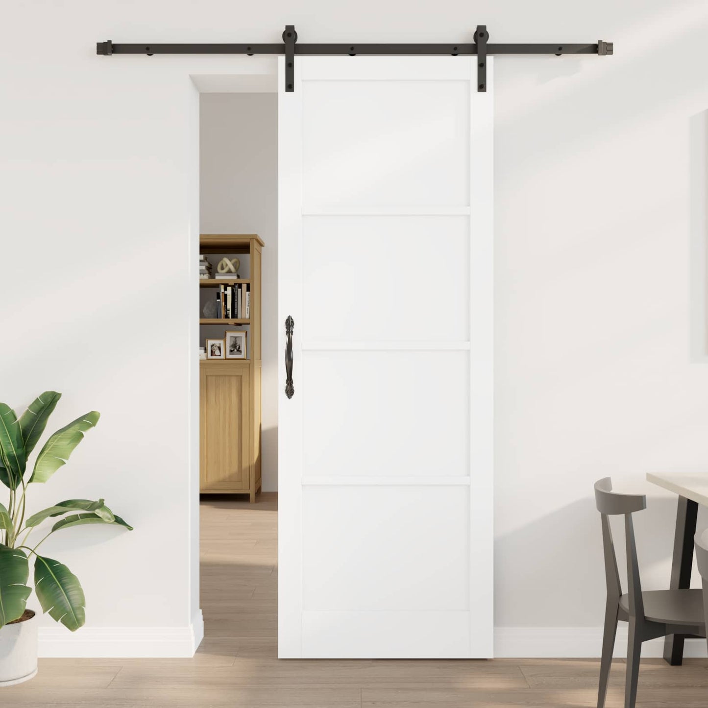 Skydedør Hvid og sort 83 x 232 cm Massivt fyrretræ