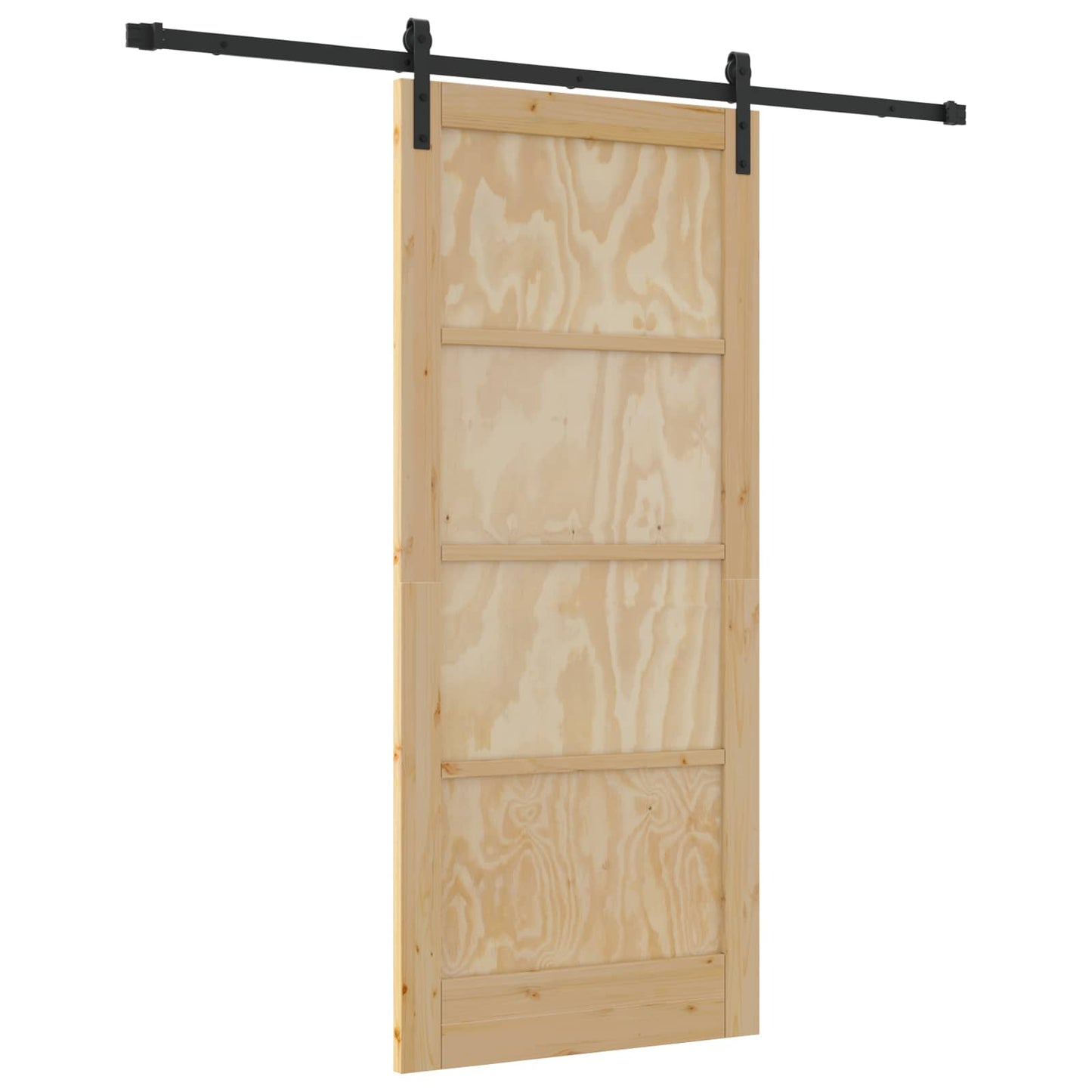Skydedør Naturfarvet og sort 86 x 198,5 cm Massivt fyrretræ