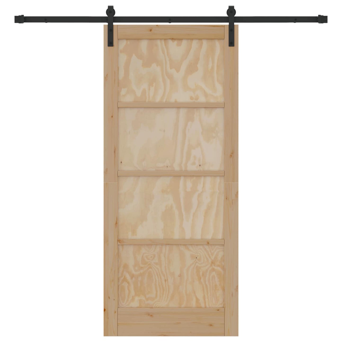Skydedør Naturfarvet og sort 86 x 198,5 cm Massivt fyrretræ