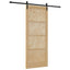 Skydedør Naturfarvet og sort 86 x 211 cm Massivt fyrretræ