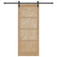 Skydedør Naturfarvet og sort 86 x 211 cm Massivt fyrretræ