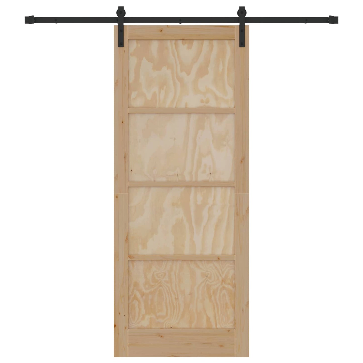 Skydedør Naturfarvet og sort 86 x 211 cm Massivt fyrretræ