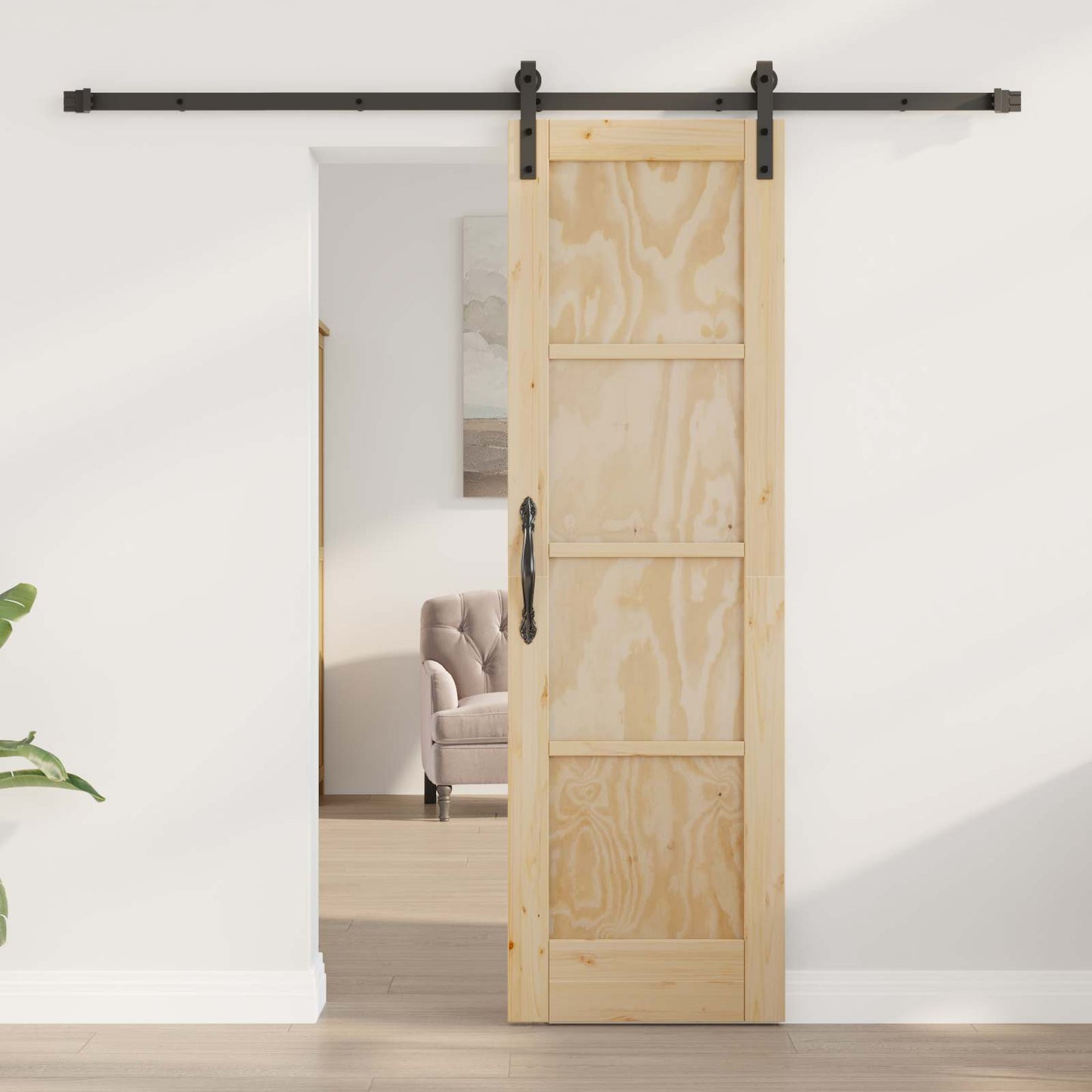 Skydedør Naturfarvet 61 x 198,5 cm Massivt fyrretræ