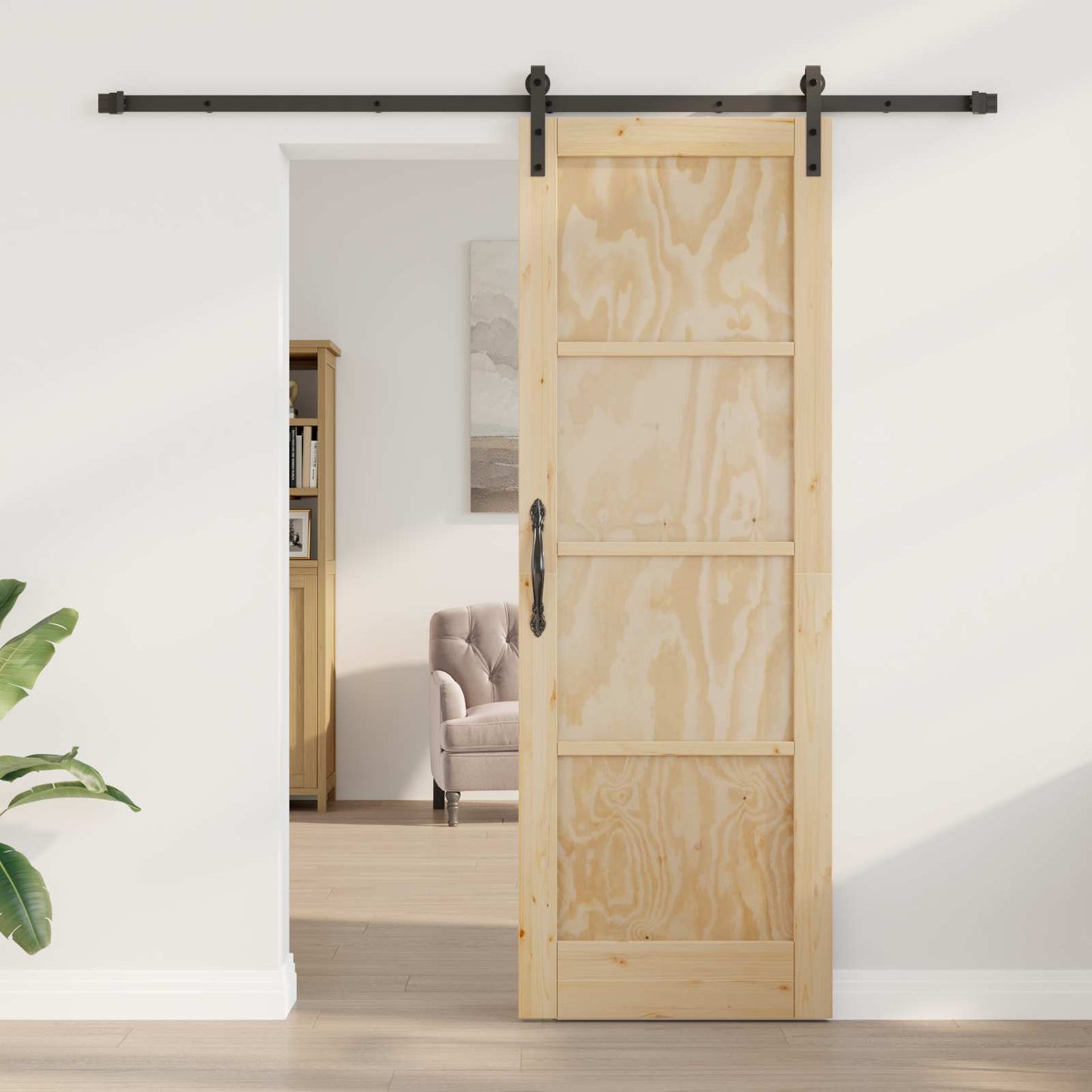 Skydedør Naturfarvet 73,5 x 211 cm Massivt fyrretræ