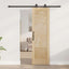 Skydedør Naturfarvet og sort 61 x 198,5 cm Massivt fyrretræ