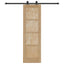 Skydedør Naturfarvet og sort 61 x 198,5 cm Massivt fyrretræ